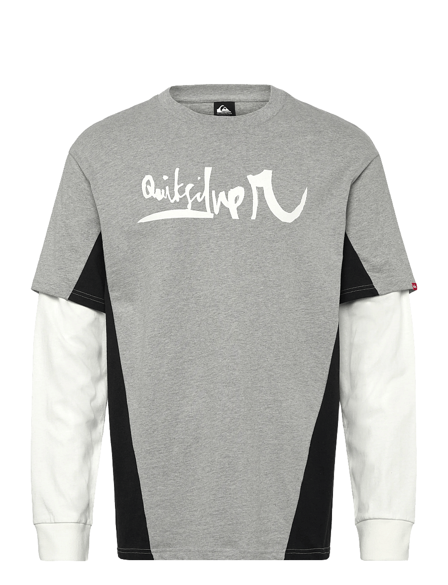 Quiksilver - YG SYNC DOUBLE LAYER TEE - langarmshirts - light grey heather - 0