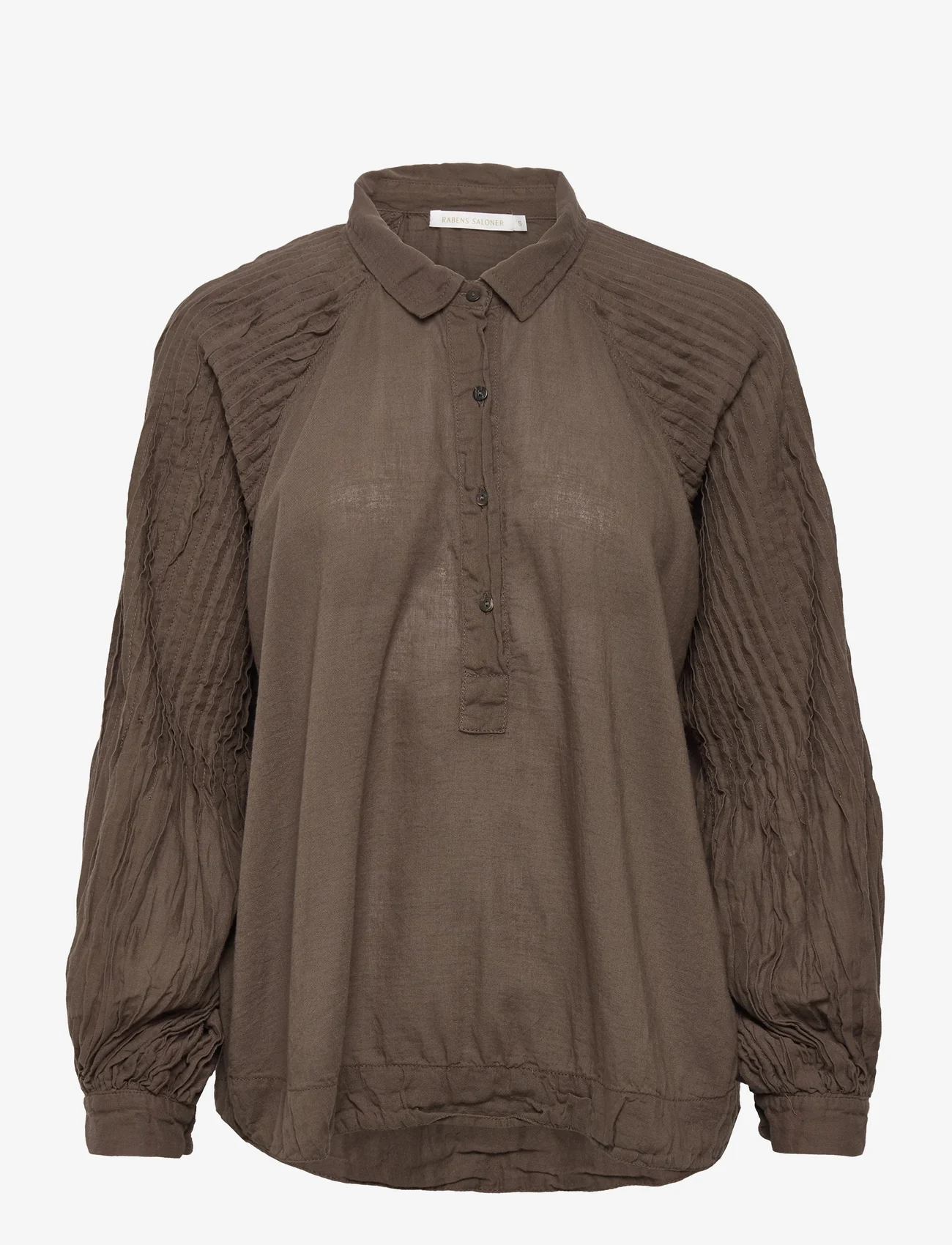 Rabens Saloner - Vanya - long-sleeved blouses - dark brown - 0