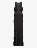 Beda - Sheer panel bias dress - CAVIAR BLACK
