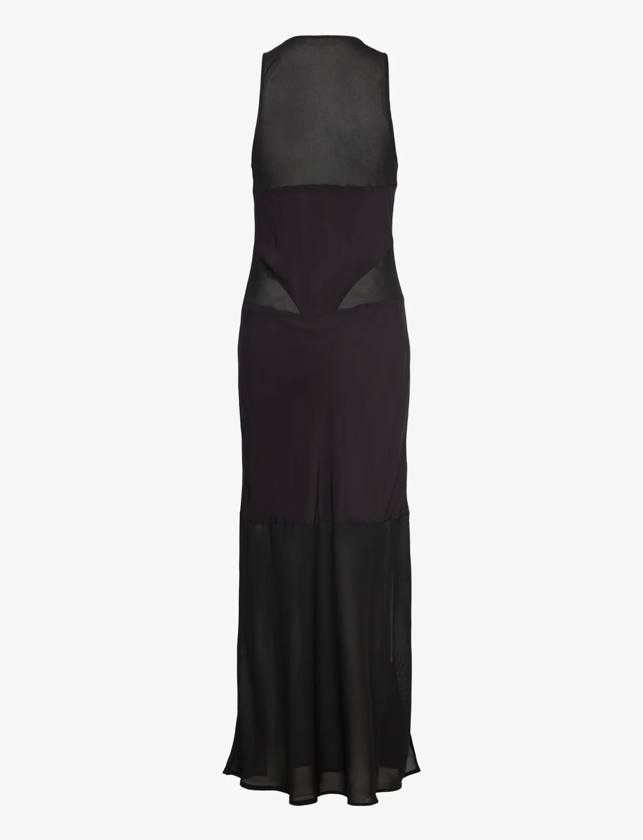 Rabens Saloner - Beda - Sheer panel bias dress - ilgos suknelės - caviar black - 1