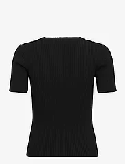 Rabens Saloner - Fabia - Contour knit short slv. top - marškinėliai - black - 1