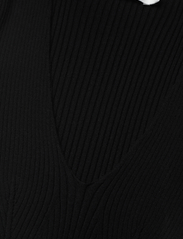 Rabens Saloner - Fabia - Contour knit short slv. top - marškinėliai - black - 2