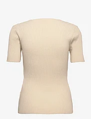 Rabens Saloner - Fabia - Contour knit short slv. top - t-shirts & tops - chalk - 1
