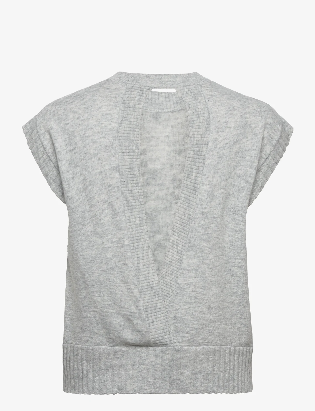 Rabens Saloner - Rodine - Cashmix openback sweater - trøjer - light grey melan - 1