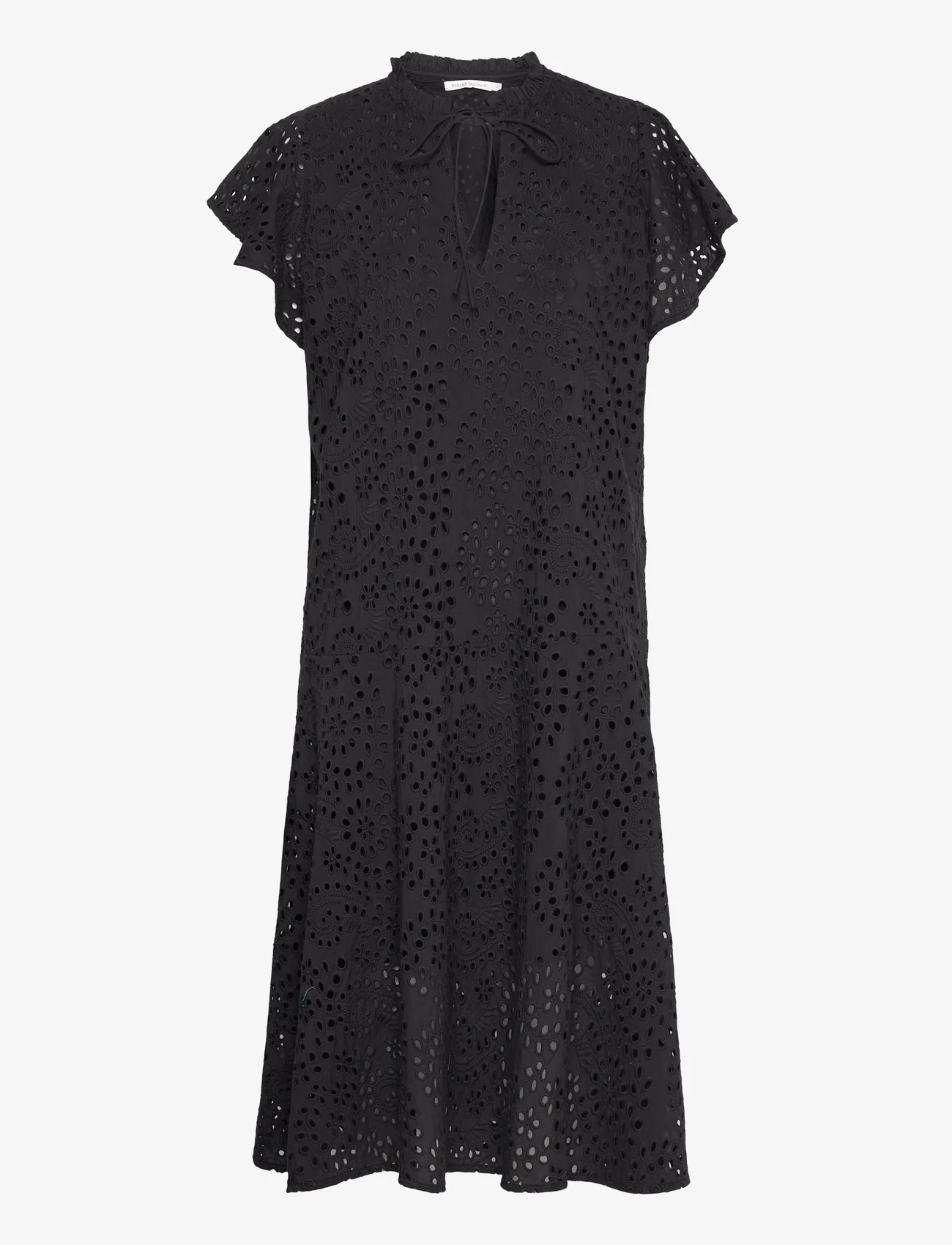 Rabens Saloner - Habiba - Jumbo stitch dress - summer dresses - caviar black - 0