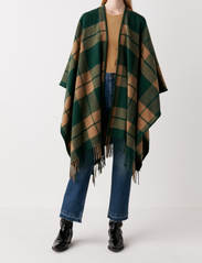 Rabens Saloner - Emerald - Fringed scarf - ponchos & capes - green combo - 1