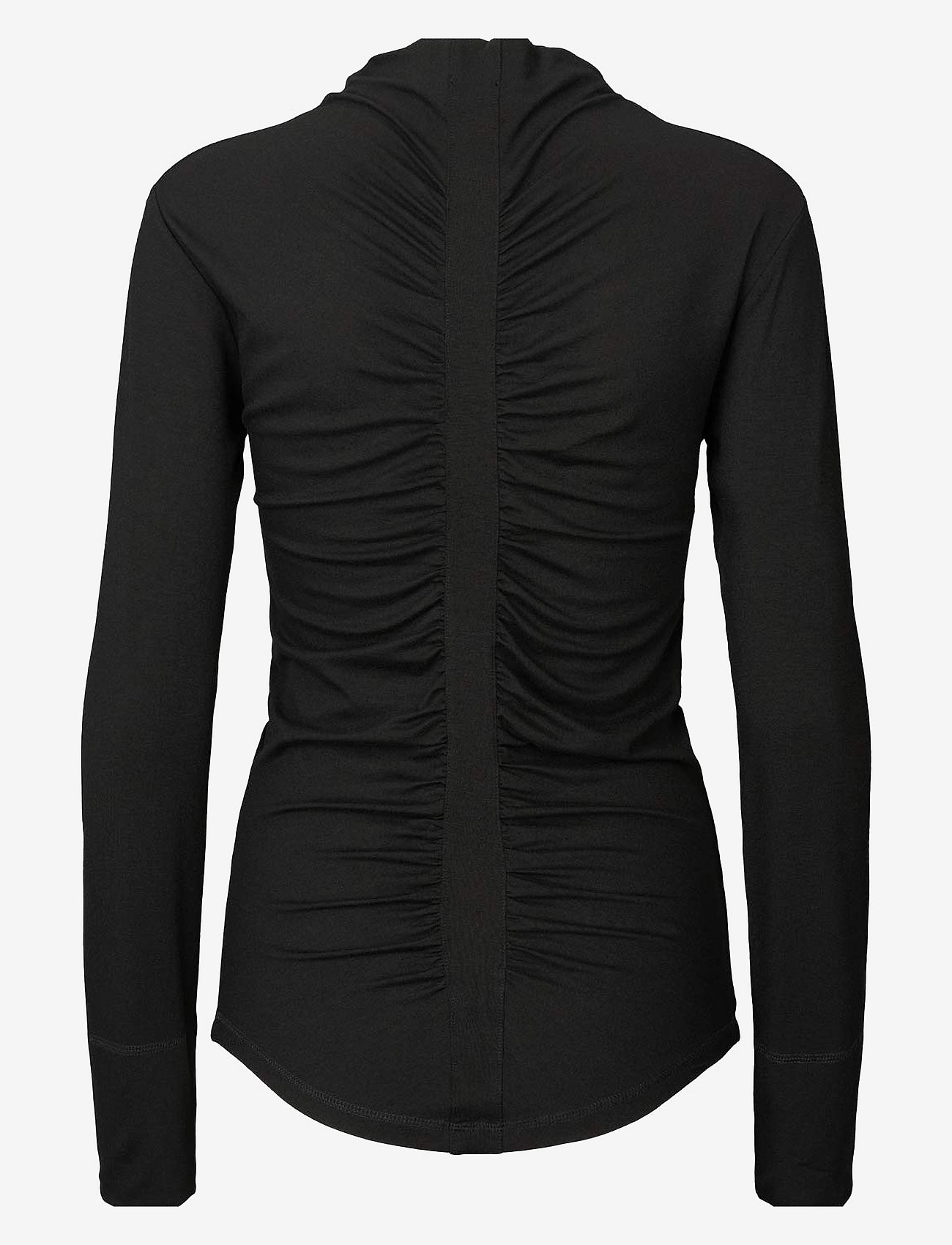 Rabens Saloner - Jeeva - Wool jersey gathered top - marškiniai ilgomis rankovėmis - black - 1