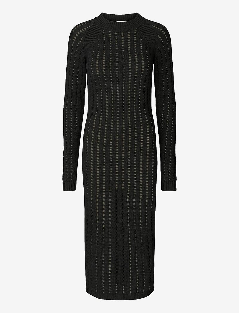 Rabens Saloner - Cana - Square knit dress - strikkjoler - black - 1