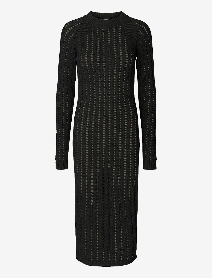 Rabens Saloner - Cana - Square knit dress - strikkjoler - black - 1