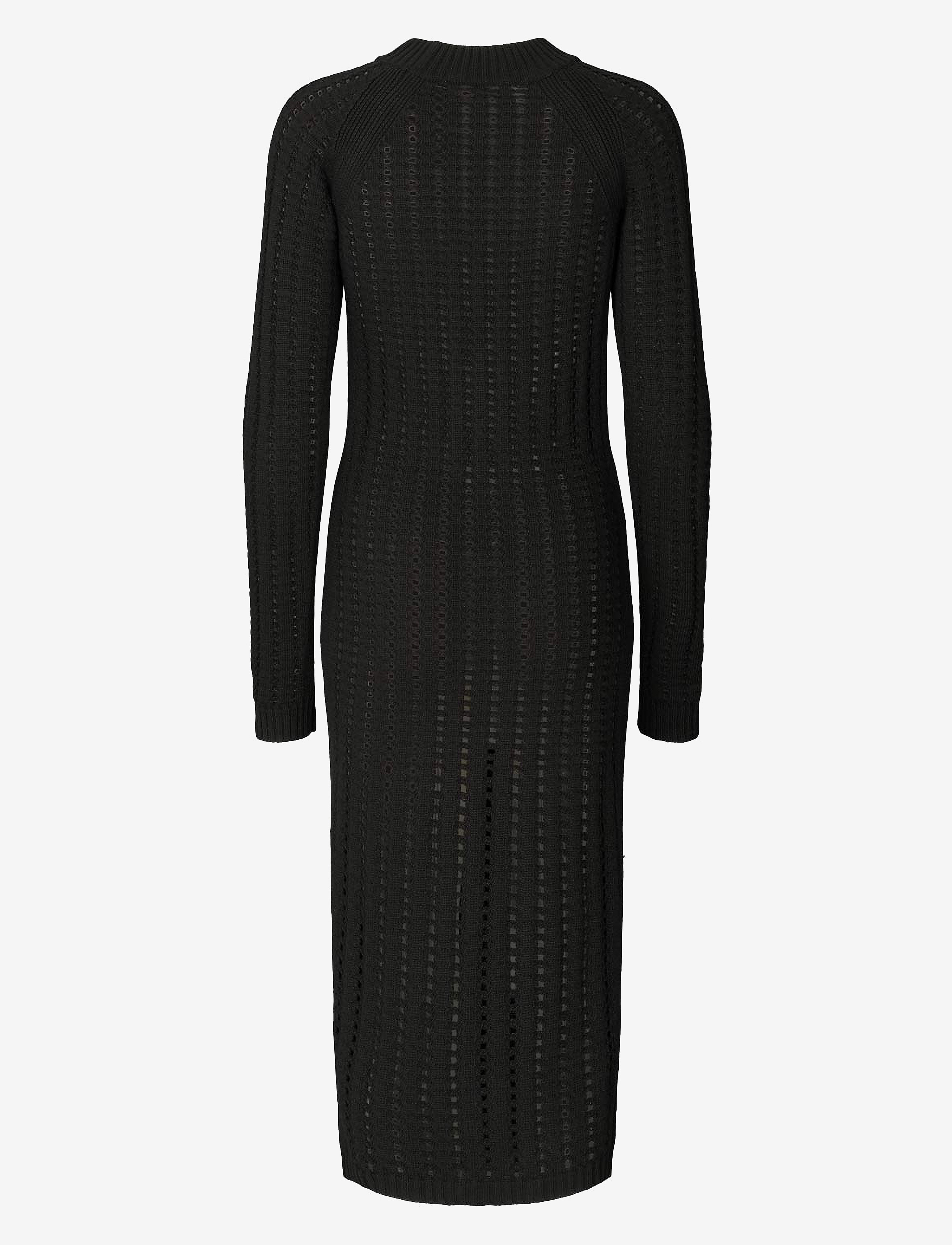 Rabens Saloner - Cana - Square knit dress - knitted dresses - black - 2