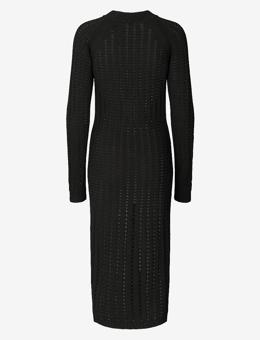Rabens Saloner - Cana - Square knit dress - strikkjoler - black - 2