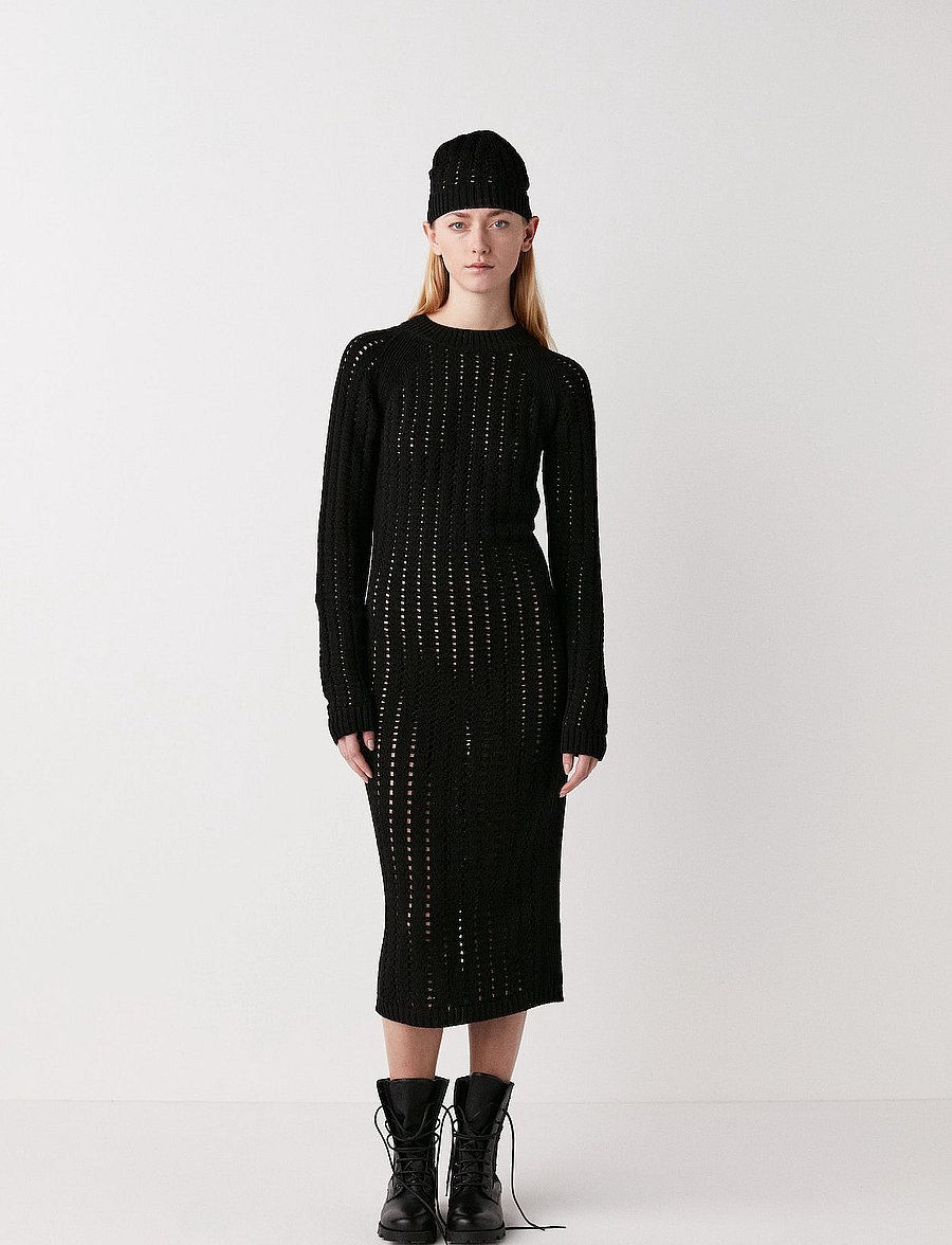 Rabens Saloner - Cana - Square knit dress - strikkjoler - black - 0