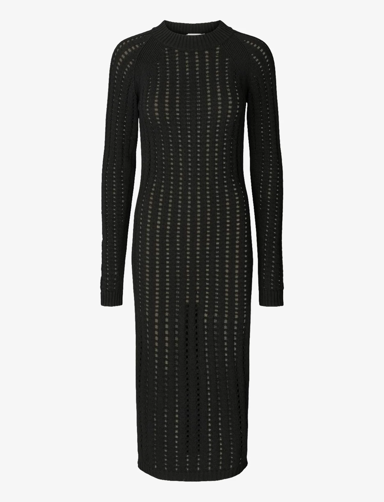Rabens Saloner - Cana - Square knit dress - stickade klänningar - black - 0