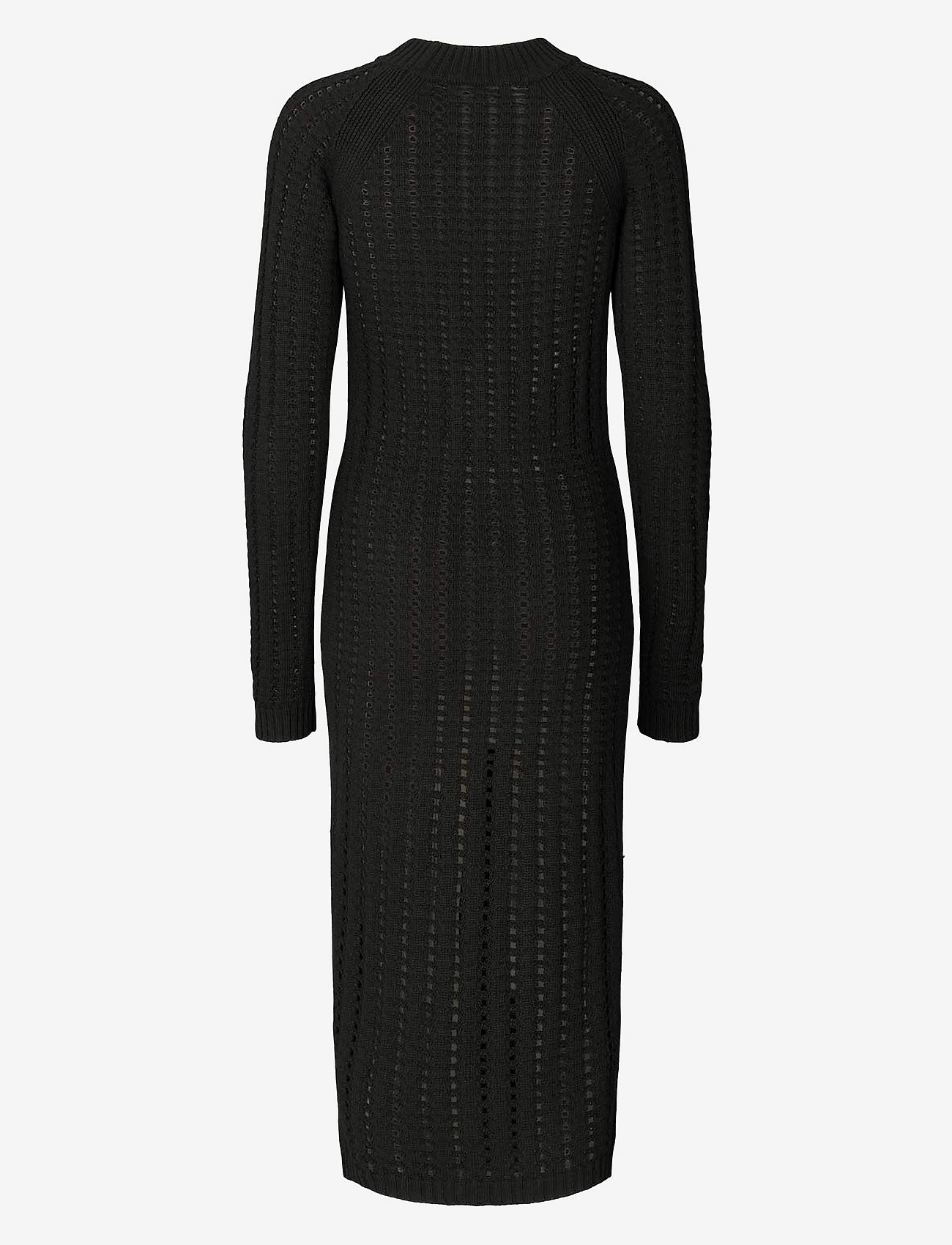 Rabens Saloner - Cana - Square knit dress - stickade klänningar - black - 1
