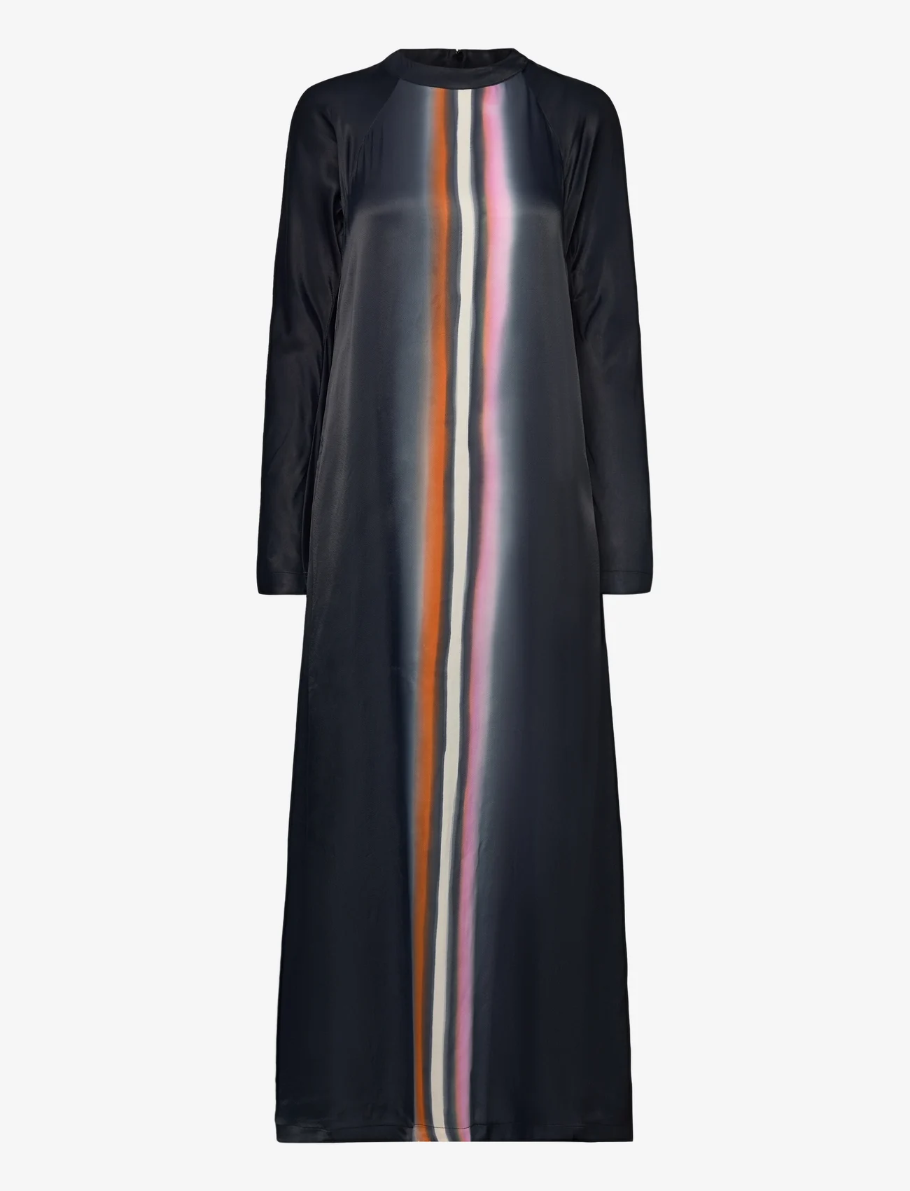 Rabens Saloner - Lynette - Tramline colomn LS dress - marškinėlių tipo suknelės - black combo - 0