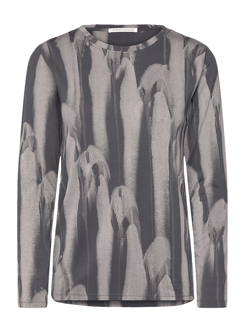 Rabens Saloner - Xenia - long-sleeved tops - grey combo - 0