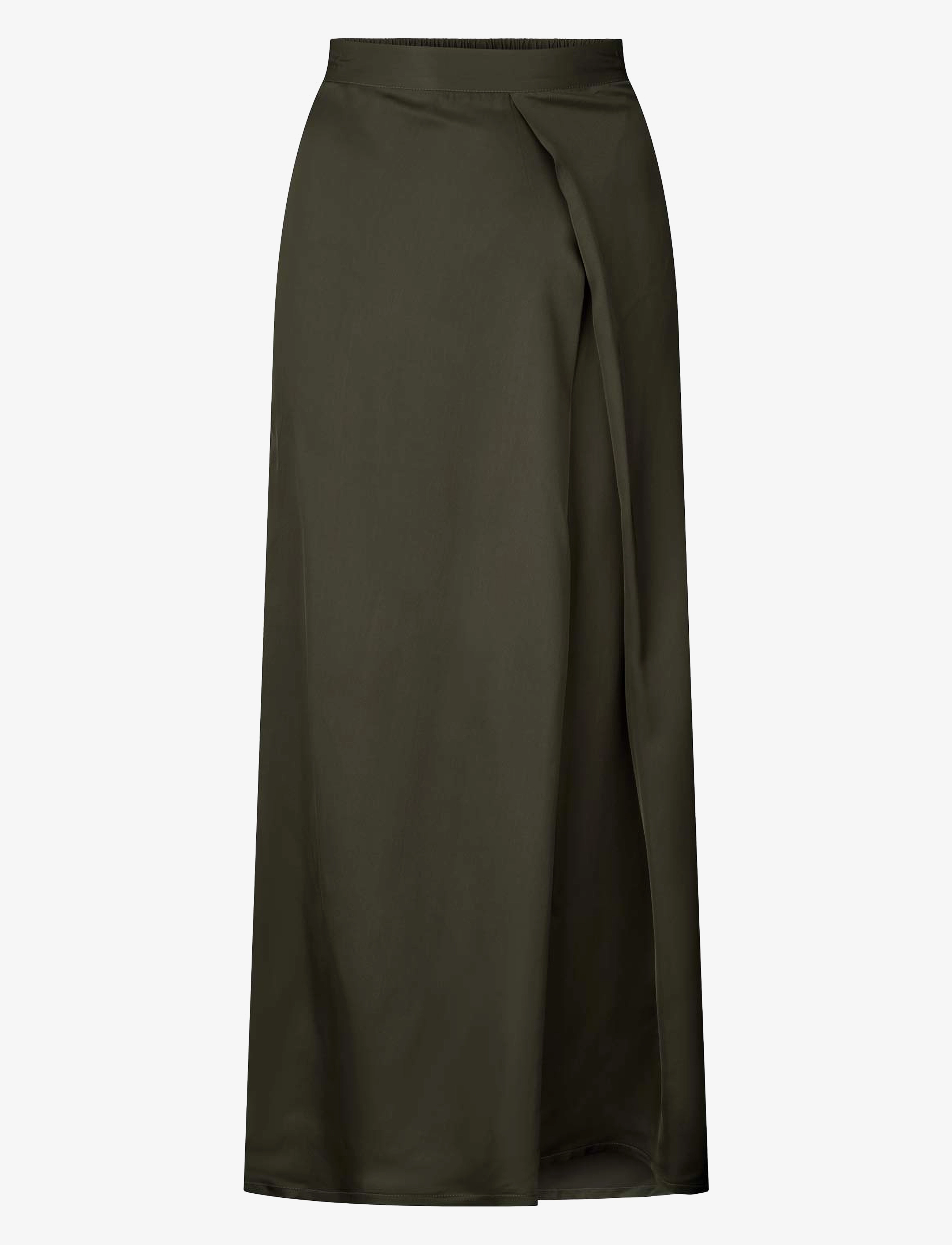 Rabens Saloner Acetate skirt - Bjarka - Tøj - TARMAC / khaki/green