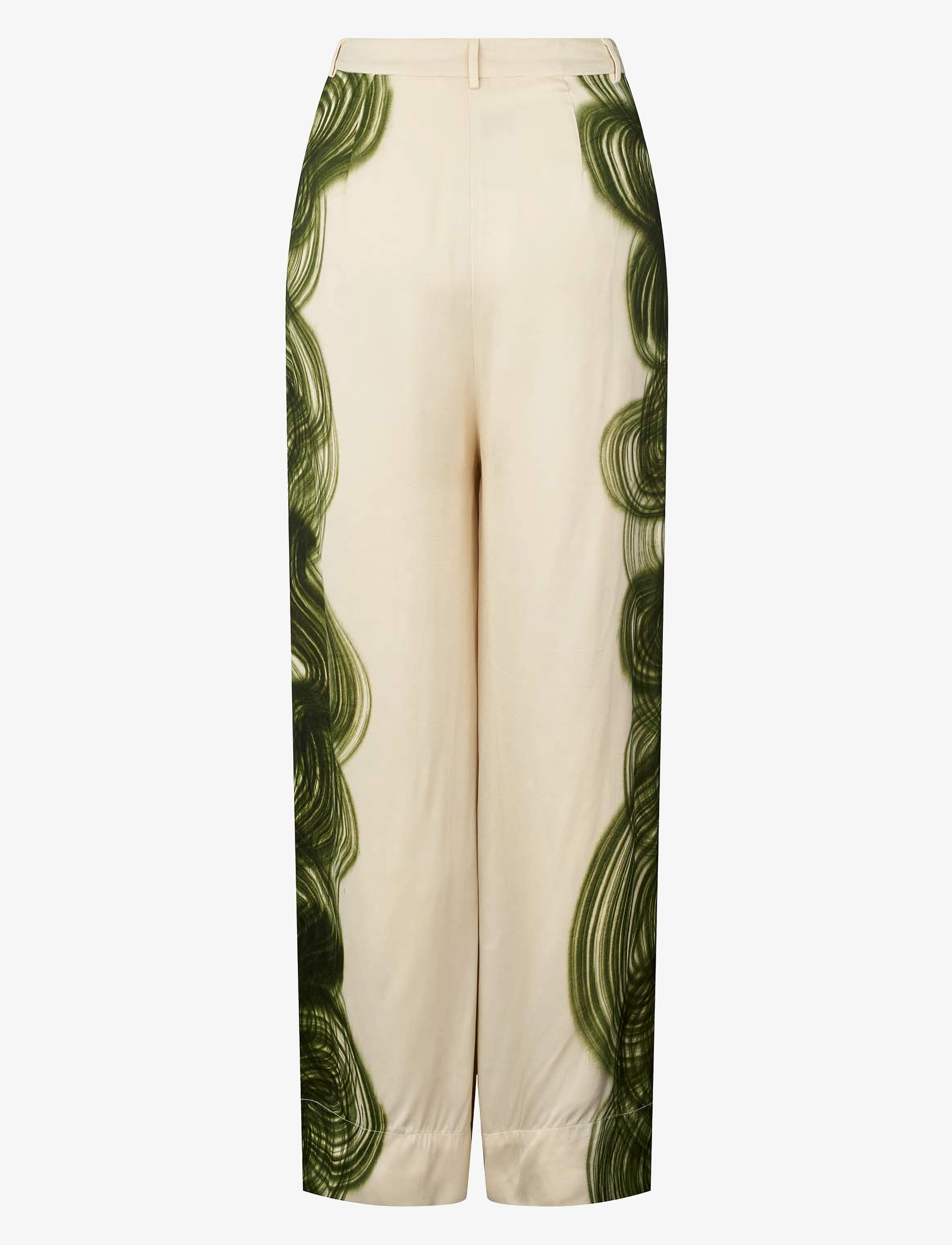 Rabens Saloner - Swirl pleat wide pant - Briana - olive chalk comb - 1