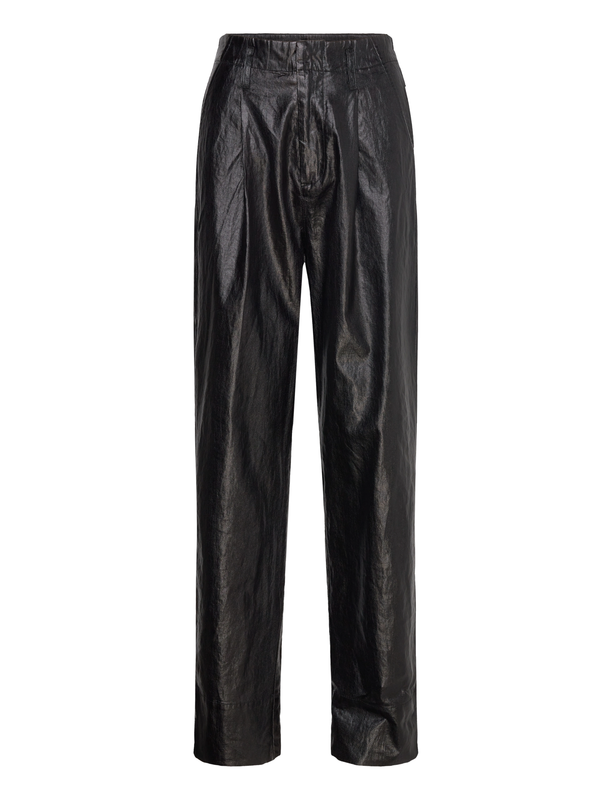 Rabens Saloner Glazed pleat pants - Raina - Tøj - BLACK / black