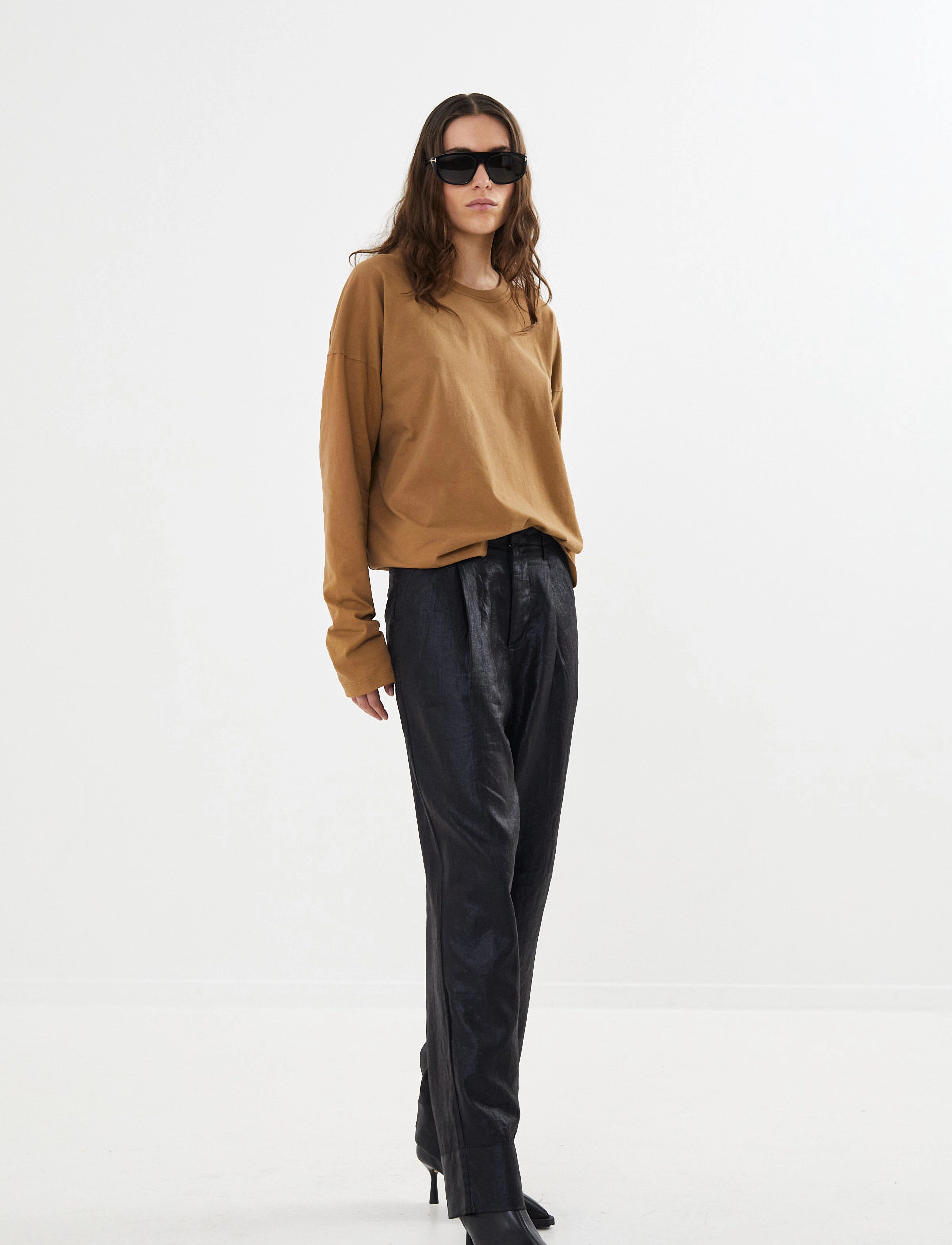 Rabens Saloner Glazed pleat pants - Raina - Broeken - BLACK / black