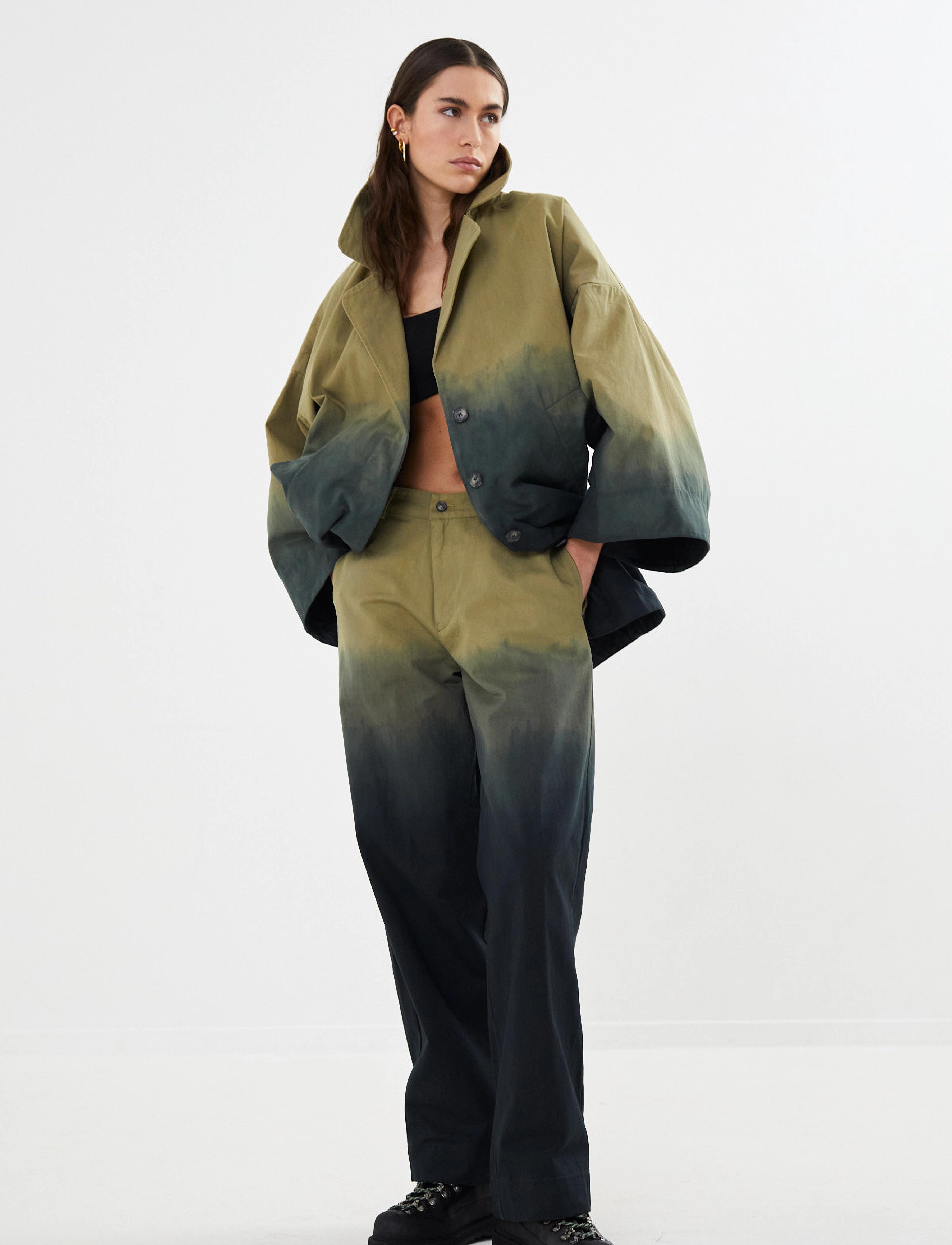 Rabens Saloner Flow drill pants - Jahan - Bukser - ARMY COMBO / khaki/green
