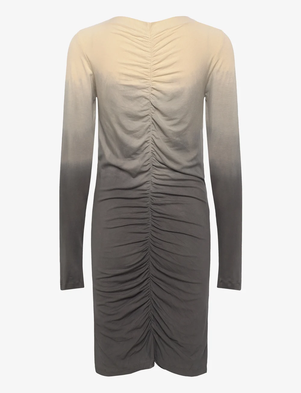 Rabens Saloner - Flow gather short dress - Isja - t-shirtklänningar - sand combo - 1