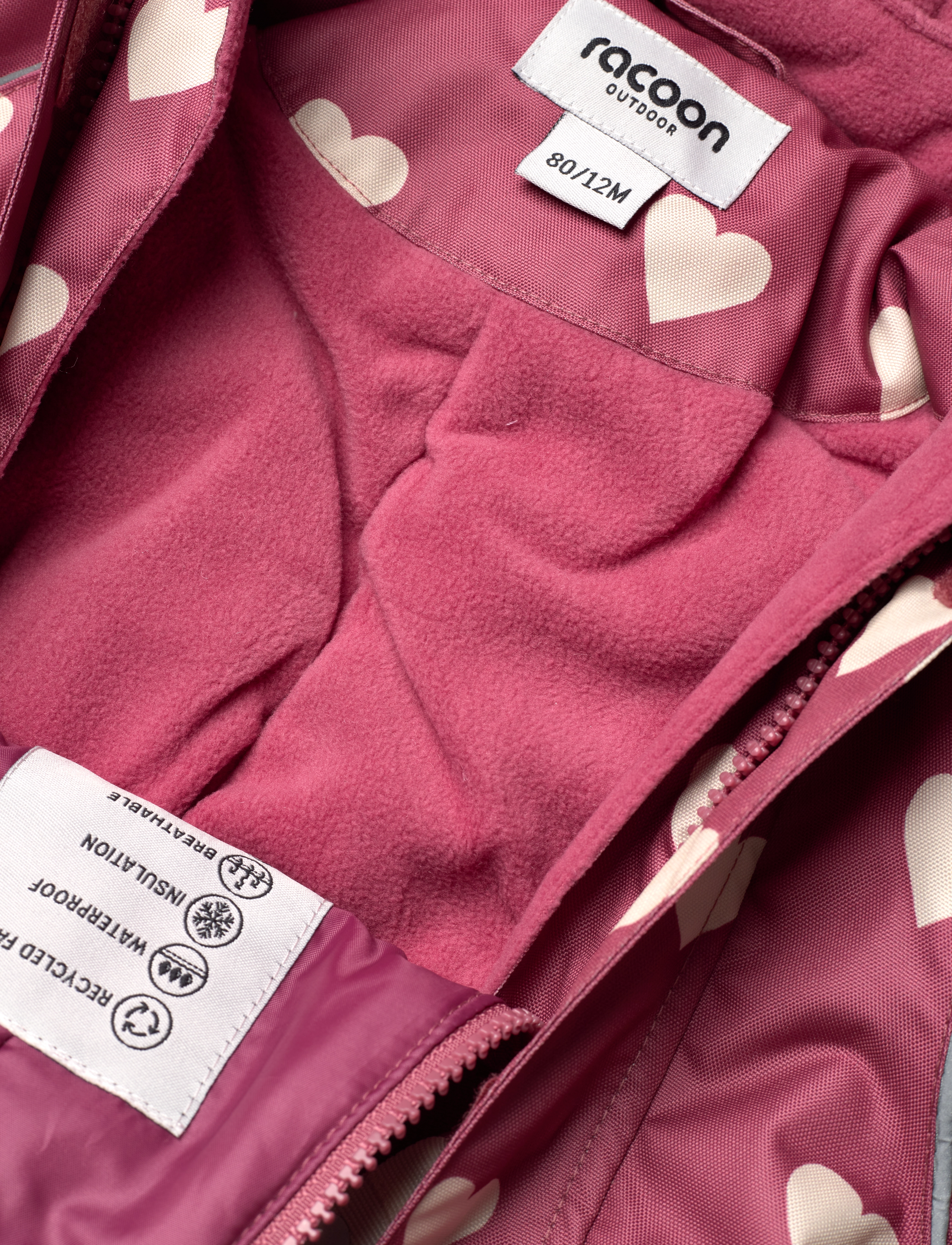 Racoon - Vacaville Snowsuit - rose wine heart - 5