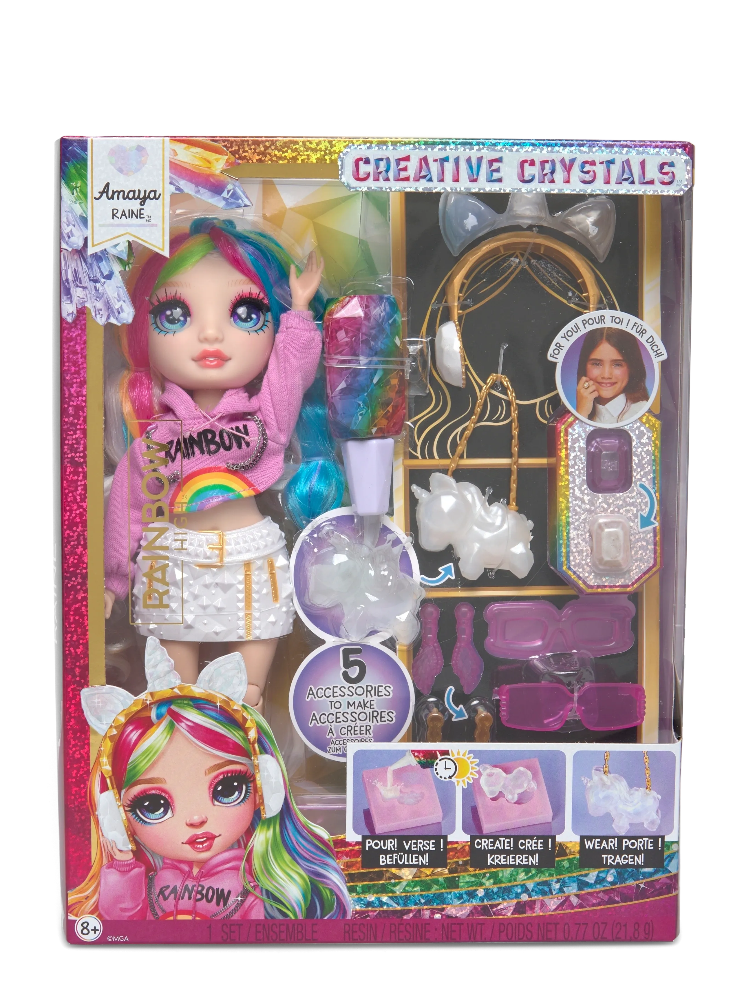 Rainbow High Creative Crystals Fashion Doll- Amaya, Børn, Dolls, Multi/mønstret, Str: ONE SIZE