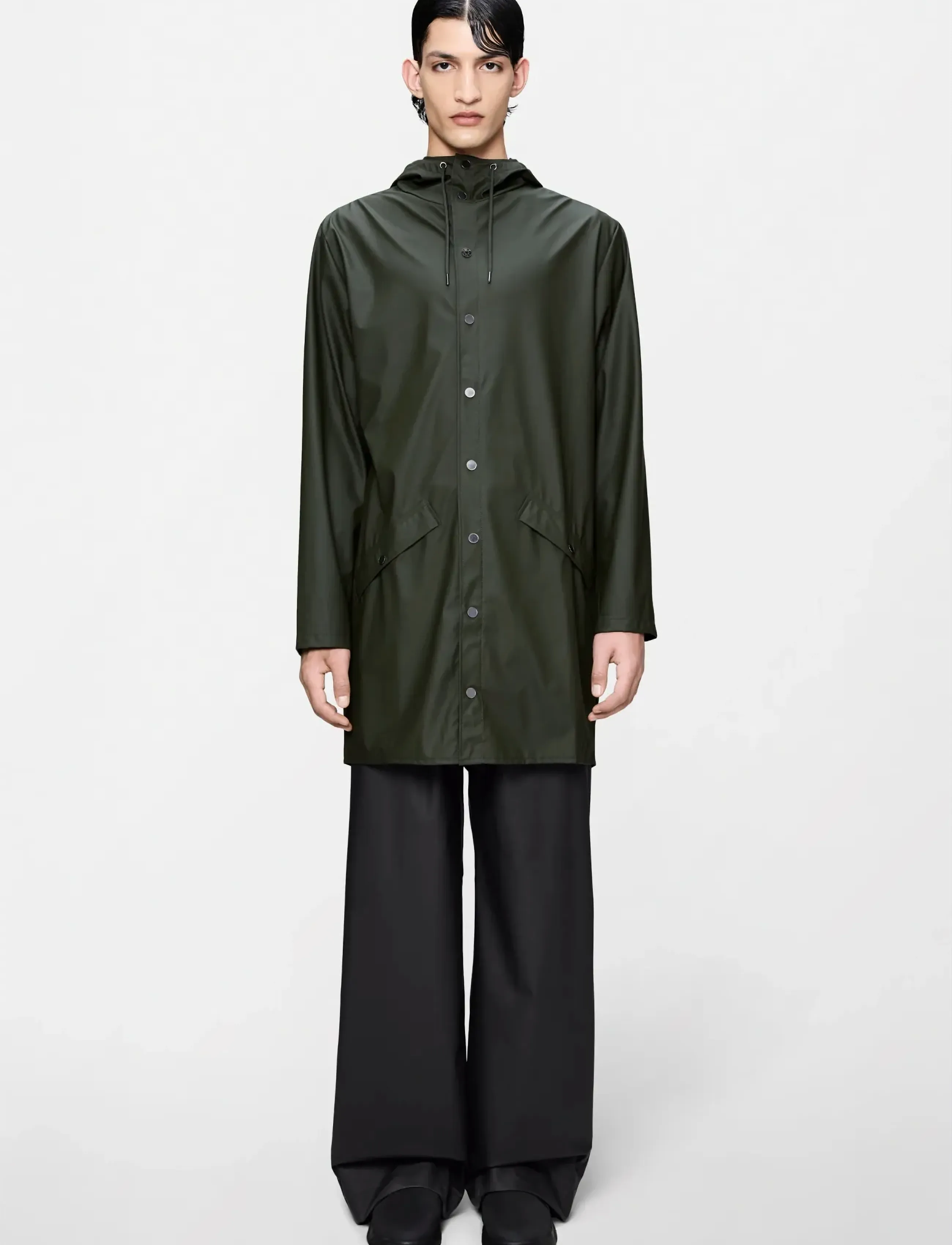 Rains Long Jacket W3, M, Rainwear, Grün - Rain Coats, Frauen