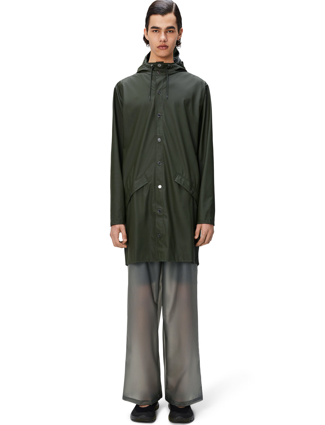 Rains long sales jacket green