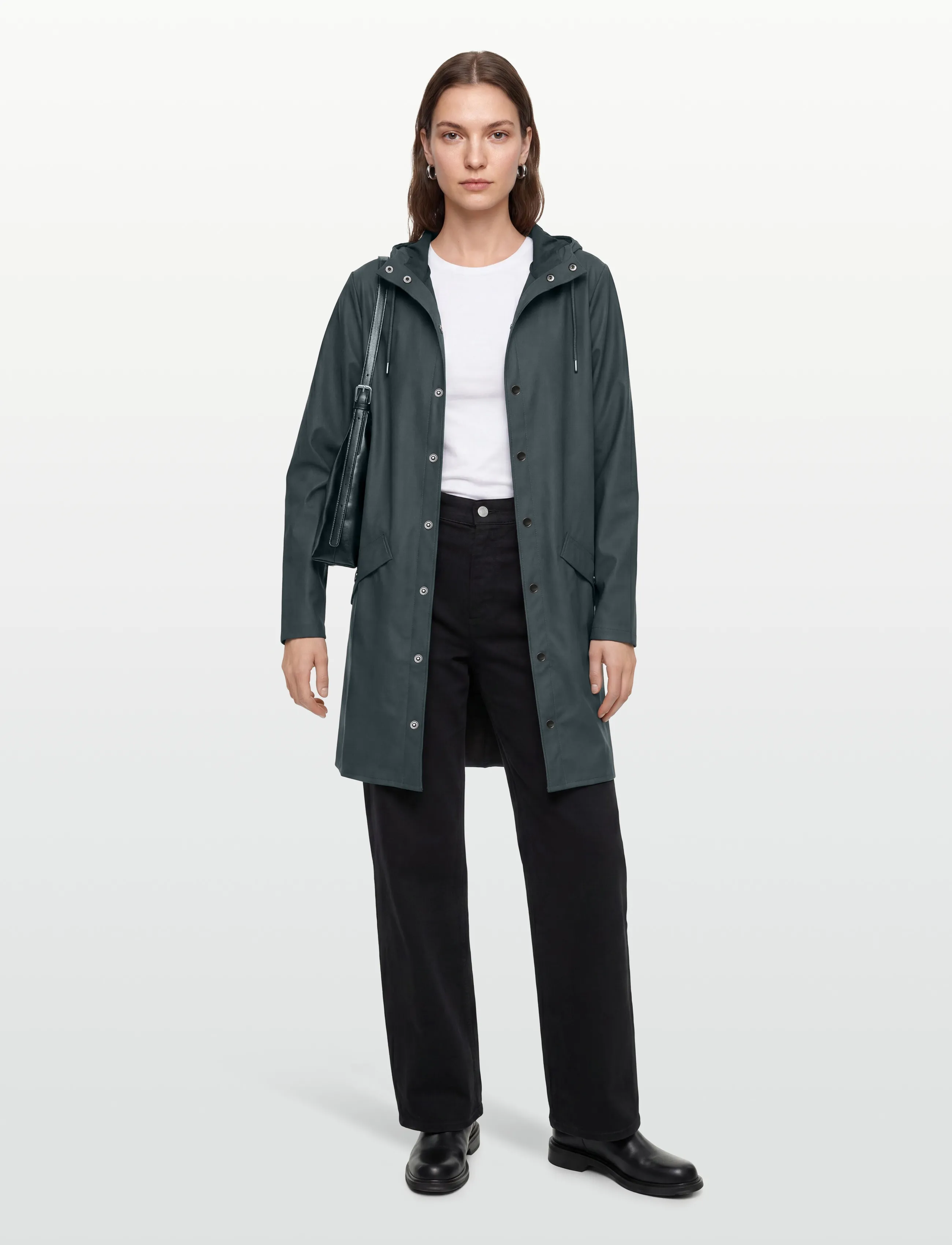 Rains Long Jacket W3, XS, Rainwear, Grau - Rain Coats, Frauen