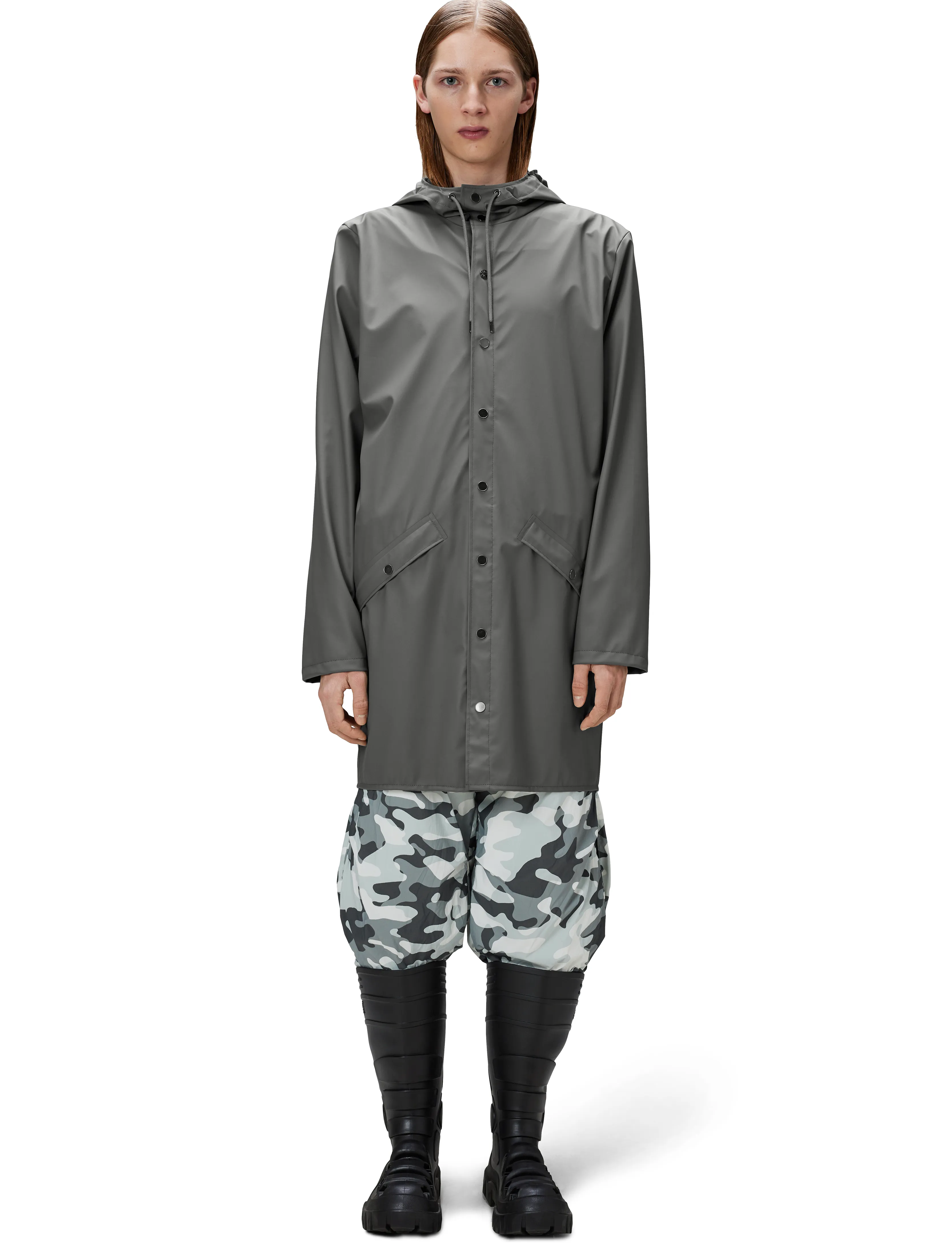 Rains Long Jacket W3, S, Rainwear, Grau - Rain Coats, Frauen