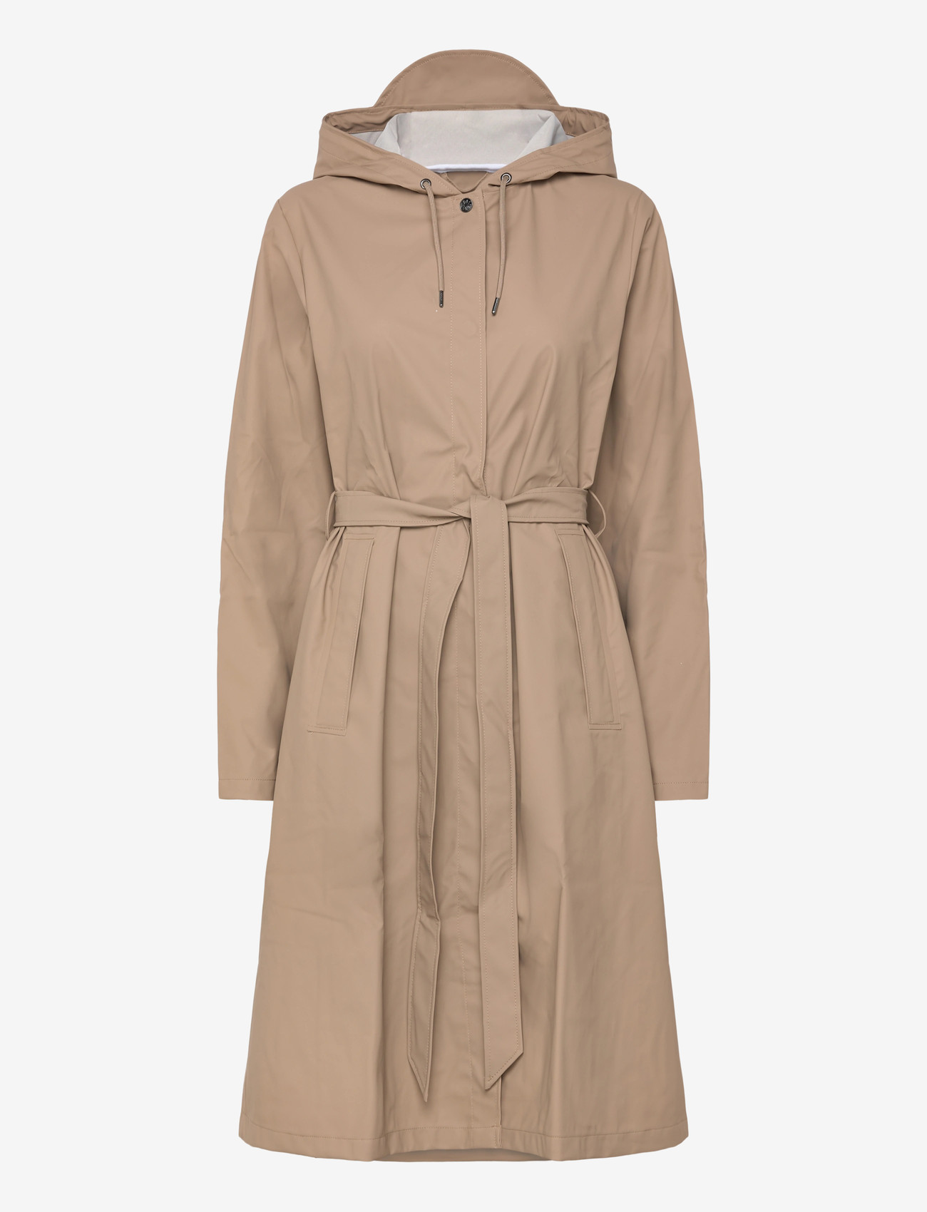 Rains - A-Line Longer W Jacket - regnjakker - beige - 0