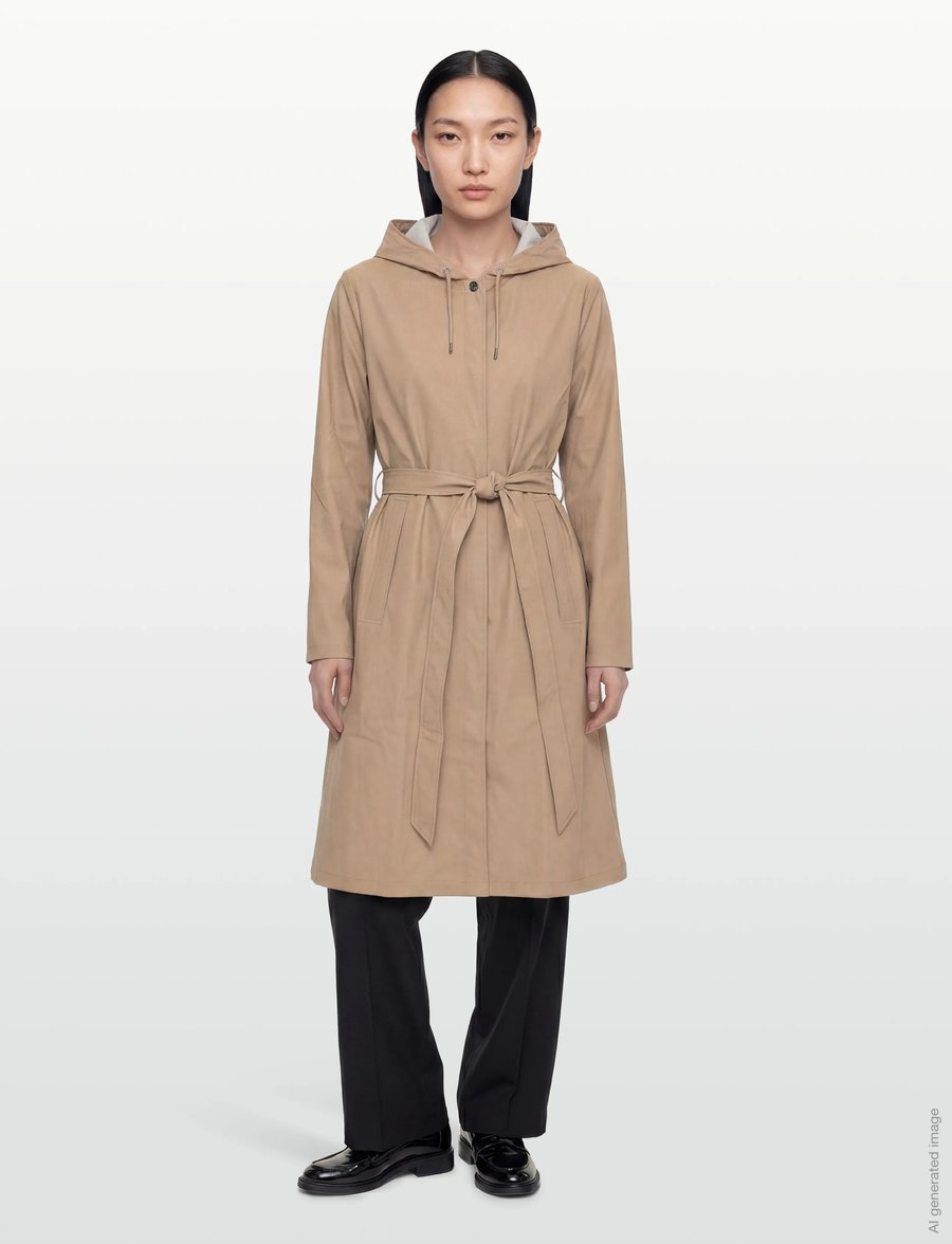 Rains - A-Line Longer W Jacket W3 - regnjackor - beige - 0