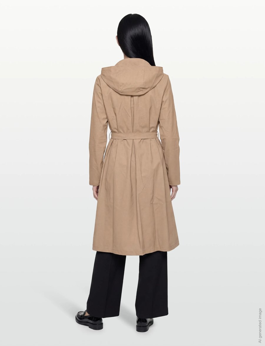 Rains - A-Line Longer W Jacket W3 - regnjackor - beige - 4
