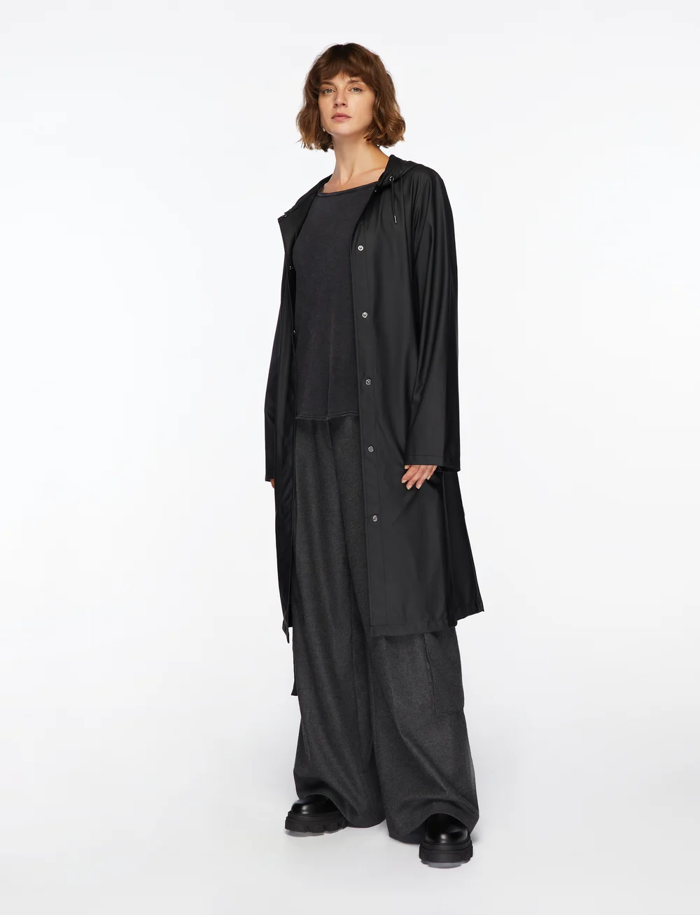 Rains - A-Line Longer W Jacket W3 - regnjakker - black - 2