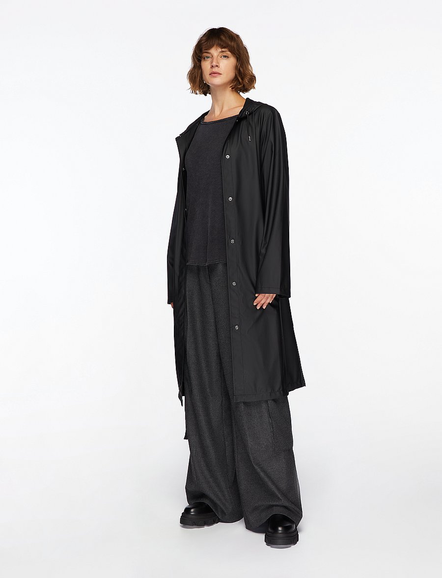 Rains - A-Line Longer W Jacket W3 - vihmamantlid - black - 2