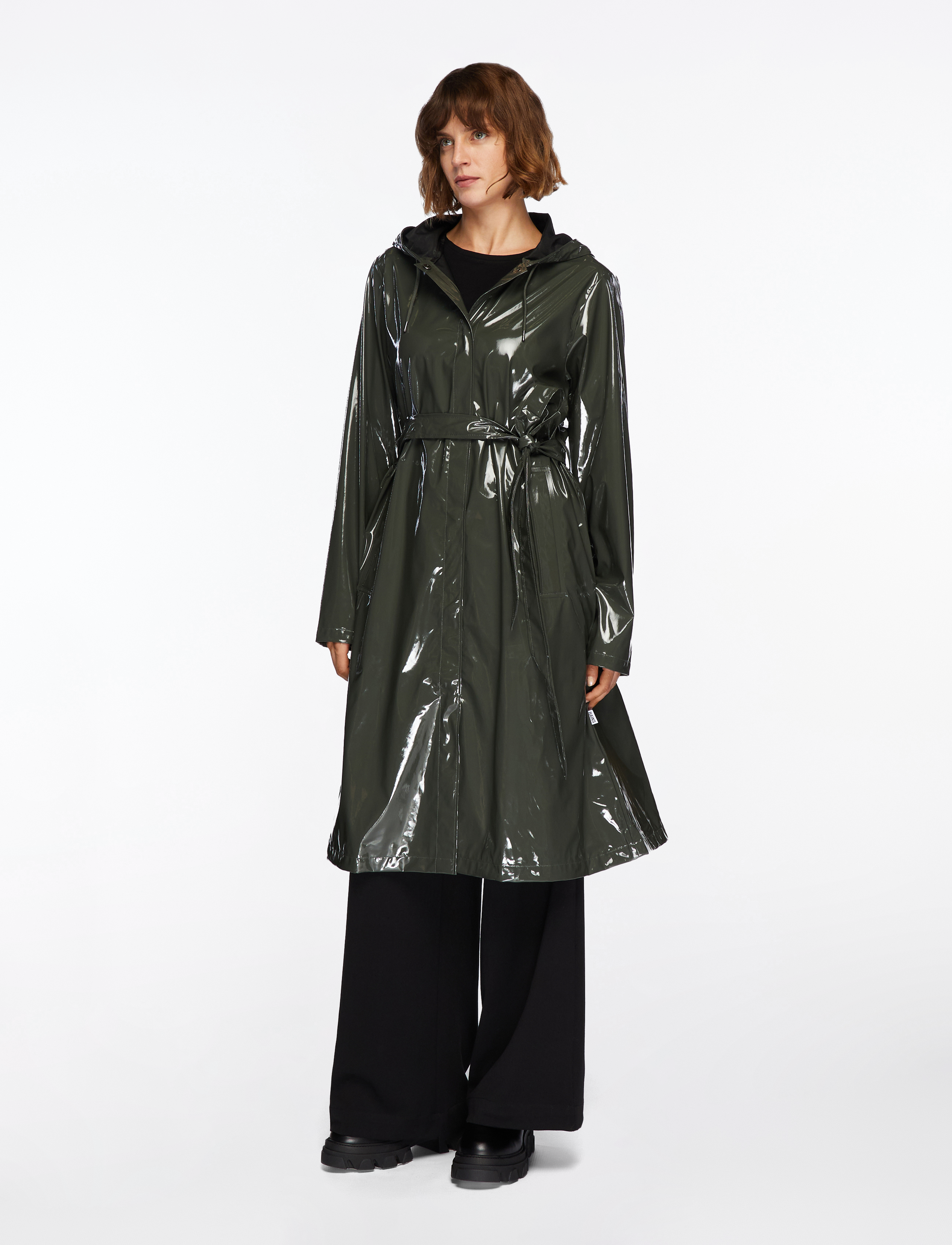 Rains - A-Line Longer W Jacket W3 - rain jackets - swamp - 4