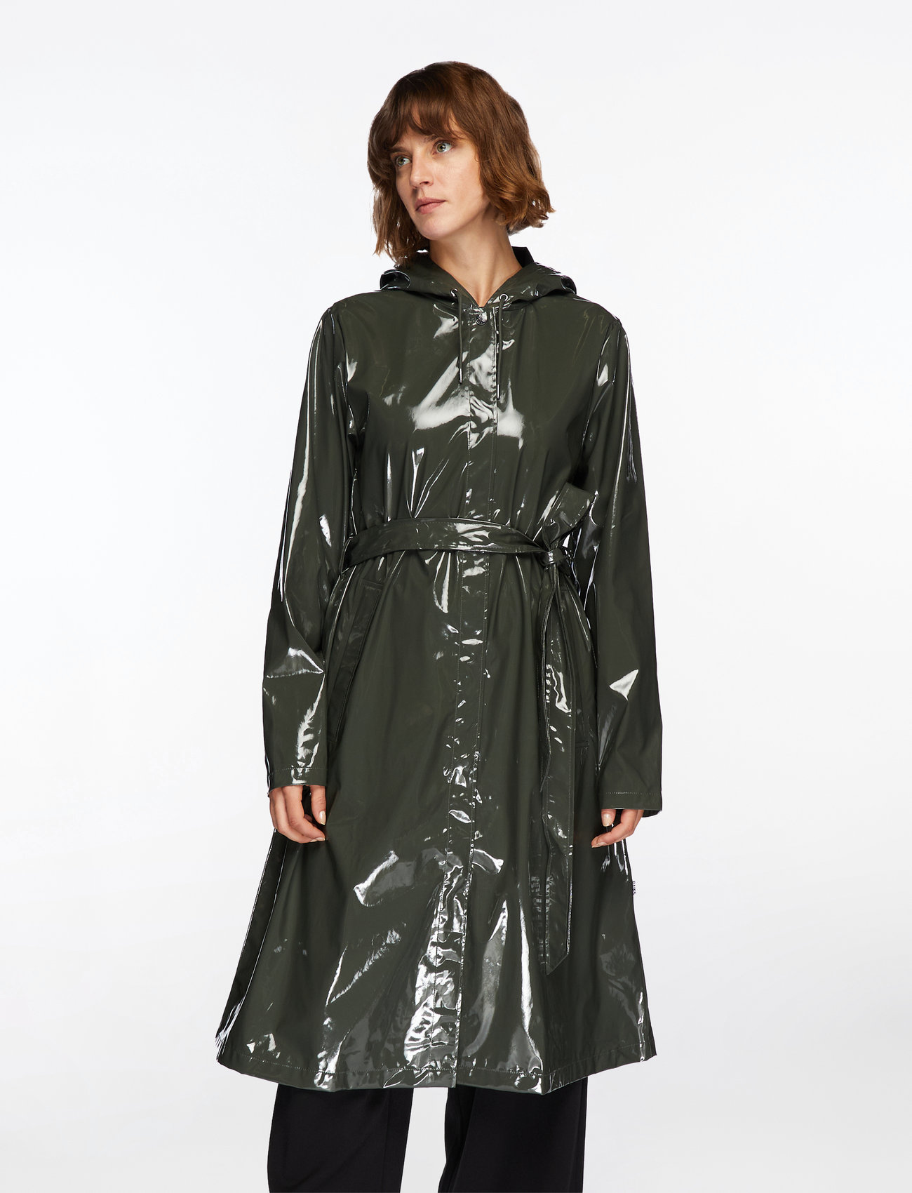 Rains - A-Line Longer W Jacket - yttertøy - swamp - 0