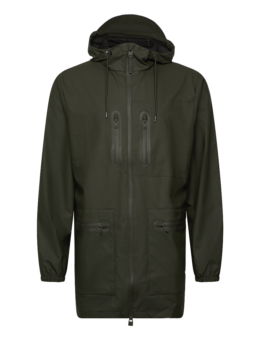 Rains - Cargo Long Jacket W3 - lietpalčiai - green - 1