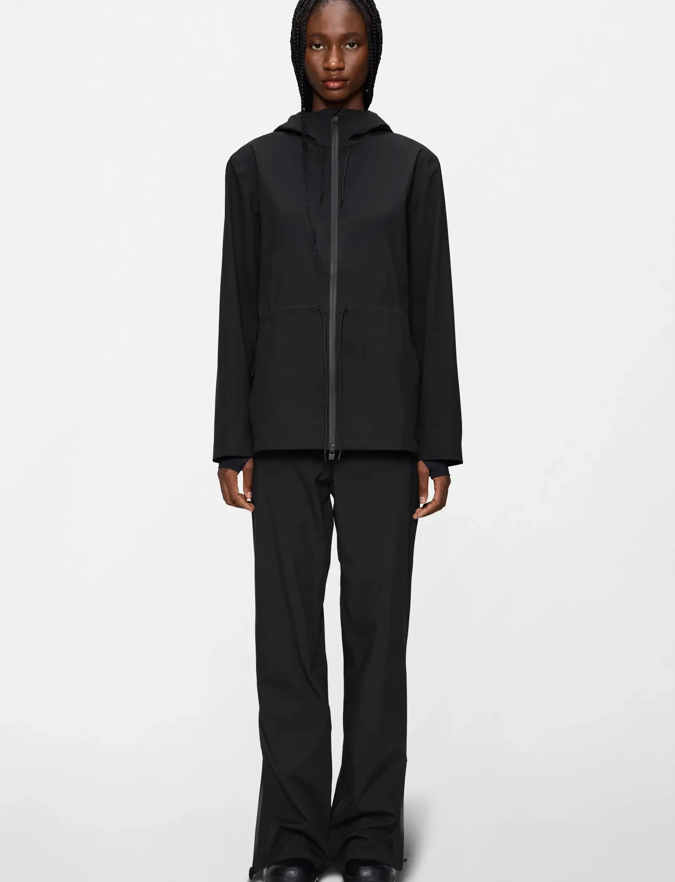 Rains Suva Hardshell String W Jacket W3, M, Rainwear, Schwarz - Rain Coats, Frauen