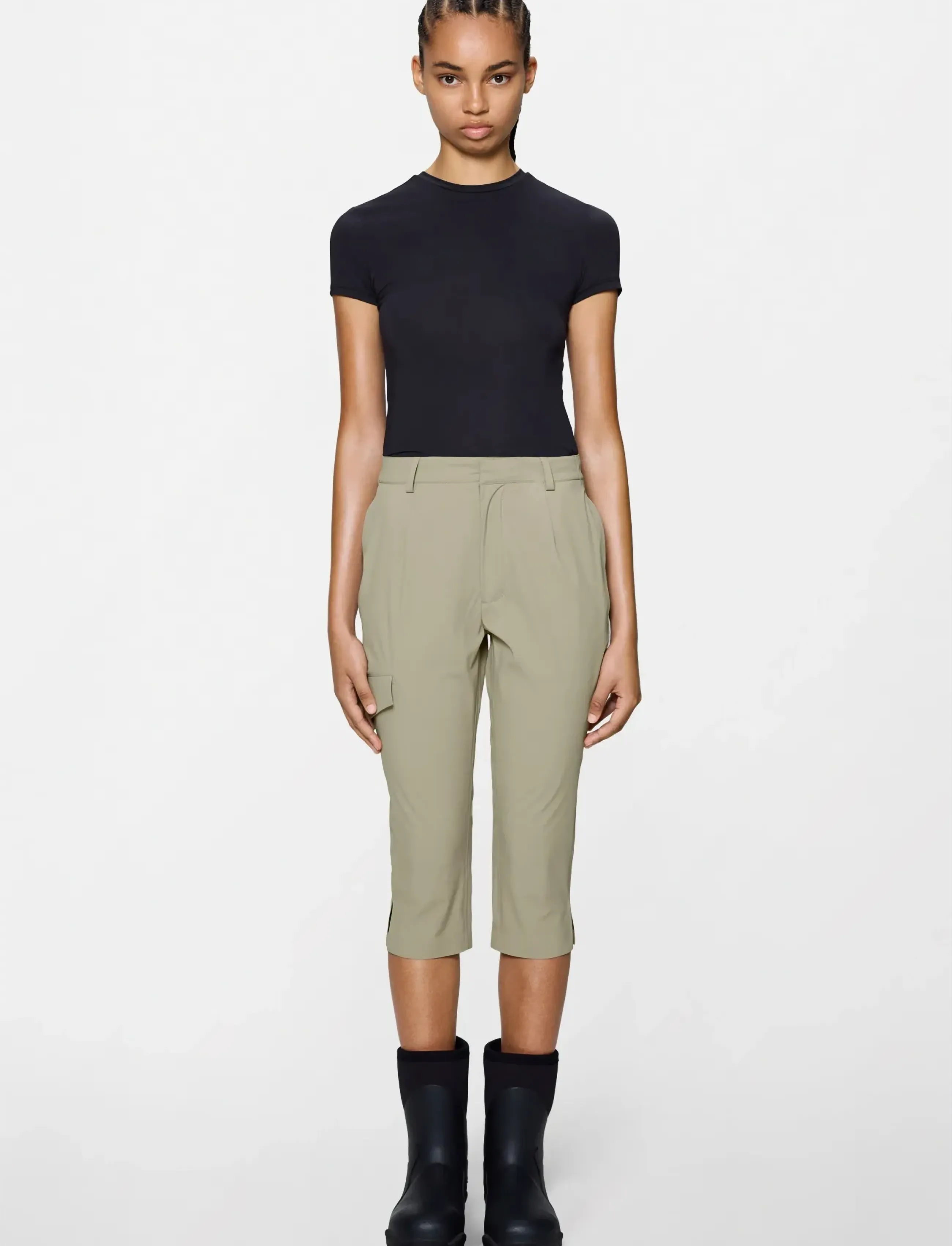 Rains Suva Hardshell W Capri W3, S, Beige, Sport Overtøj > Sport Outdoor Pants, Dame