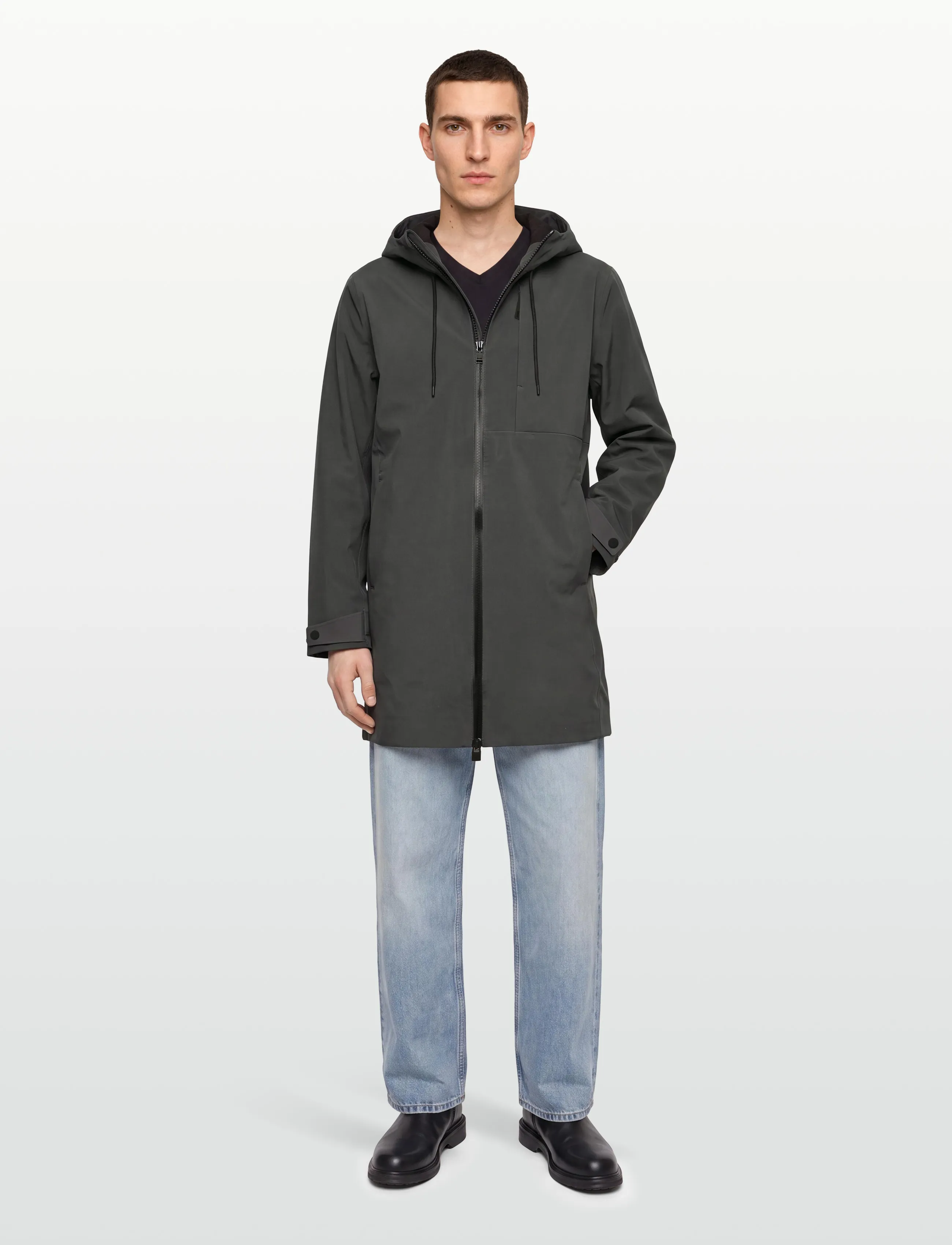 Rains Suva Softshell Long Jacket W3T2, XS, Rainwear, Grau - Rain Coats, Frauen