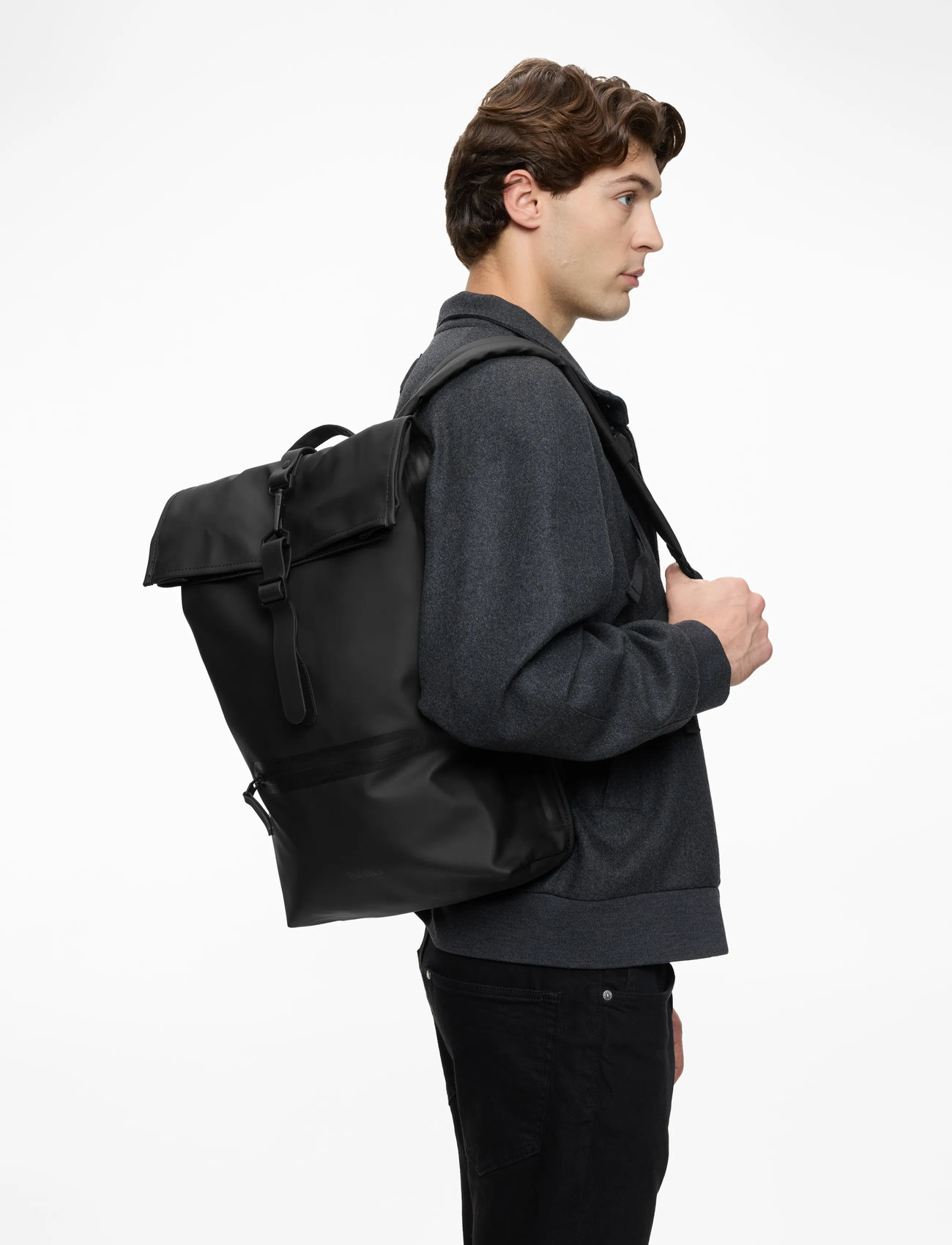 Rains - Rolltop Rucksack W3 - rolltop backpacks - 01 black - 0