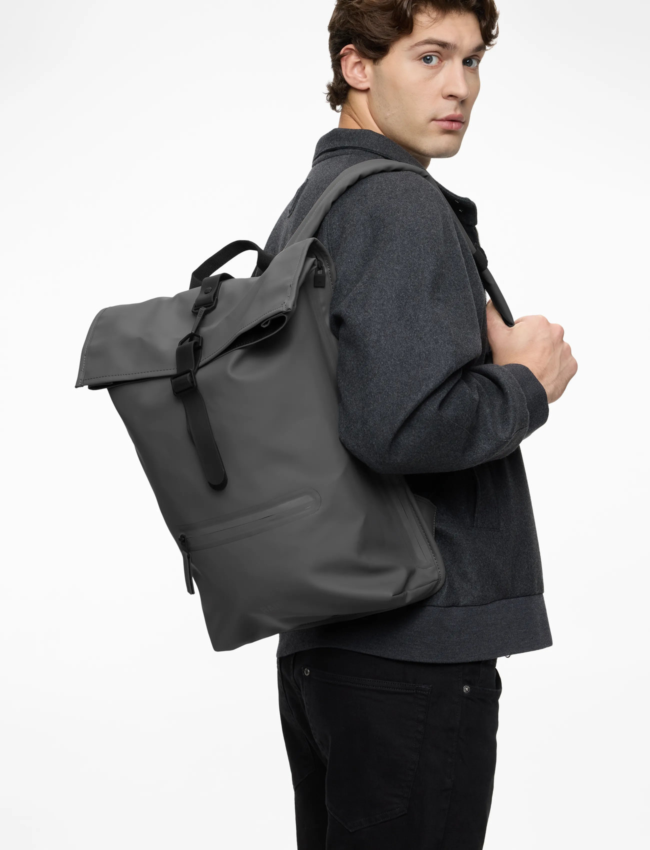 Rains - Rolltop Rucksack W3 - vandtætte tasker - grey - 0