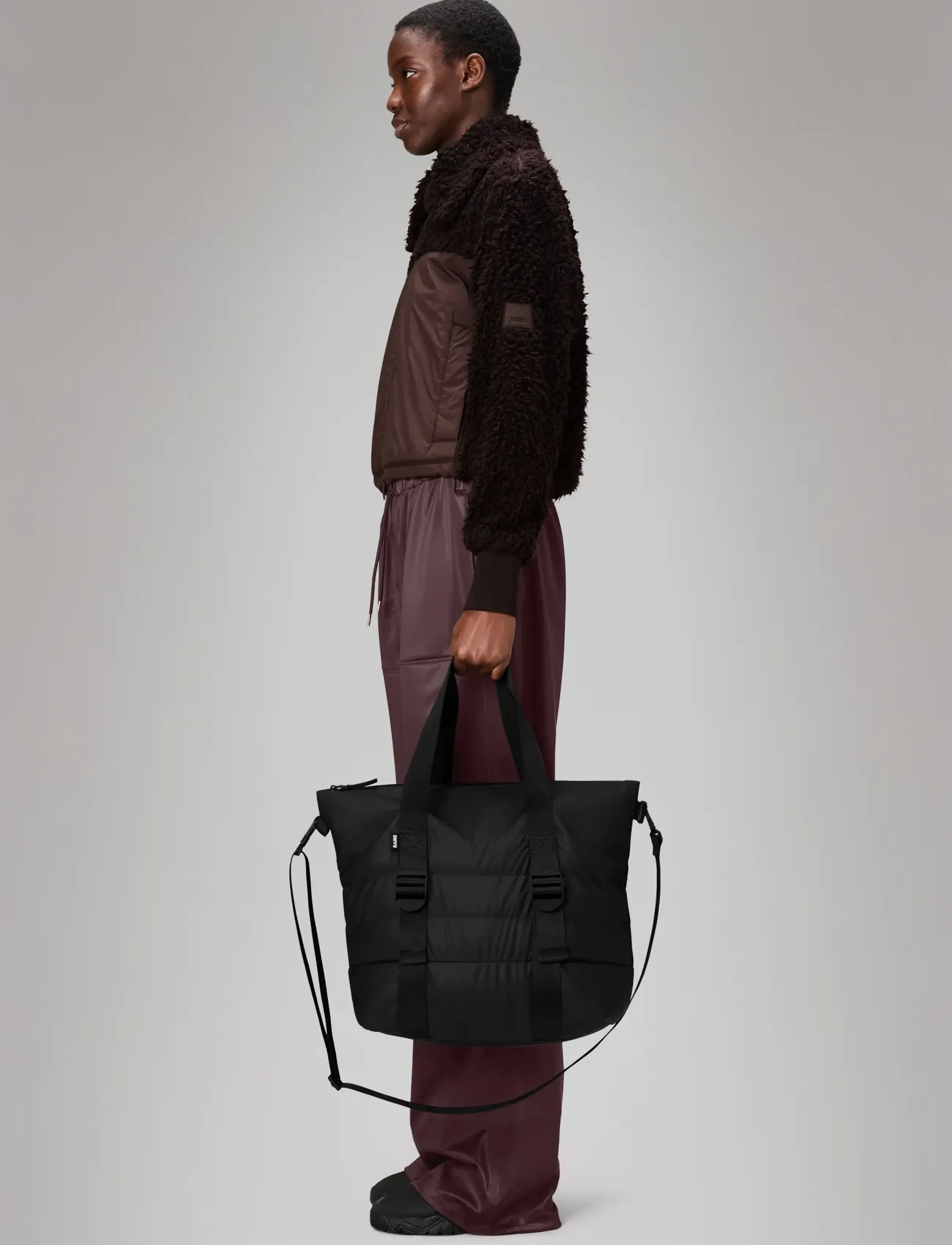 Rains Puffer Mix Tote Bag Mini W3, One Size, Designer, Schwarz - Shoppers, Männerswear