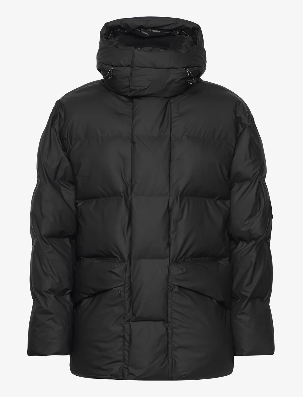 Rains black puffer jacket sales
