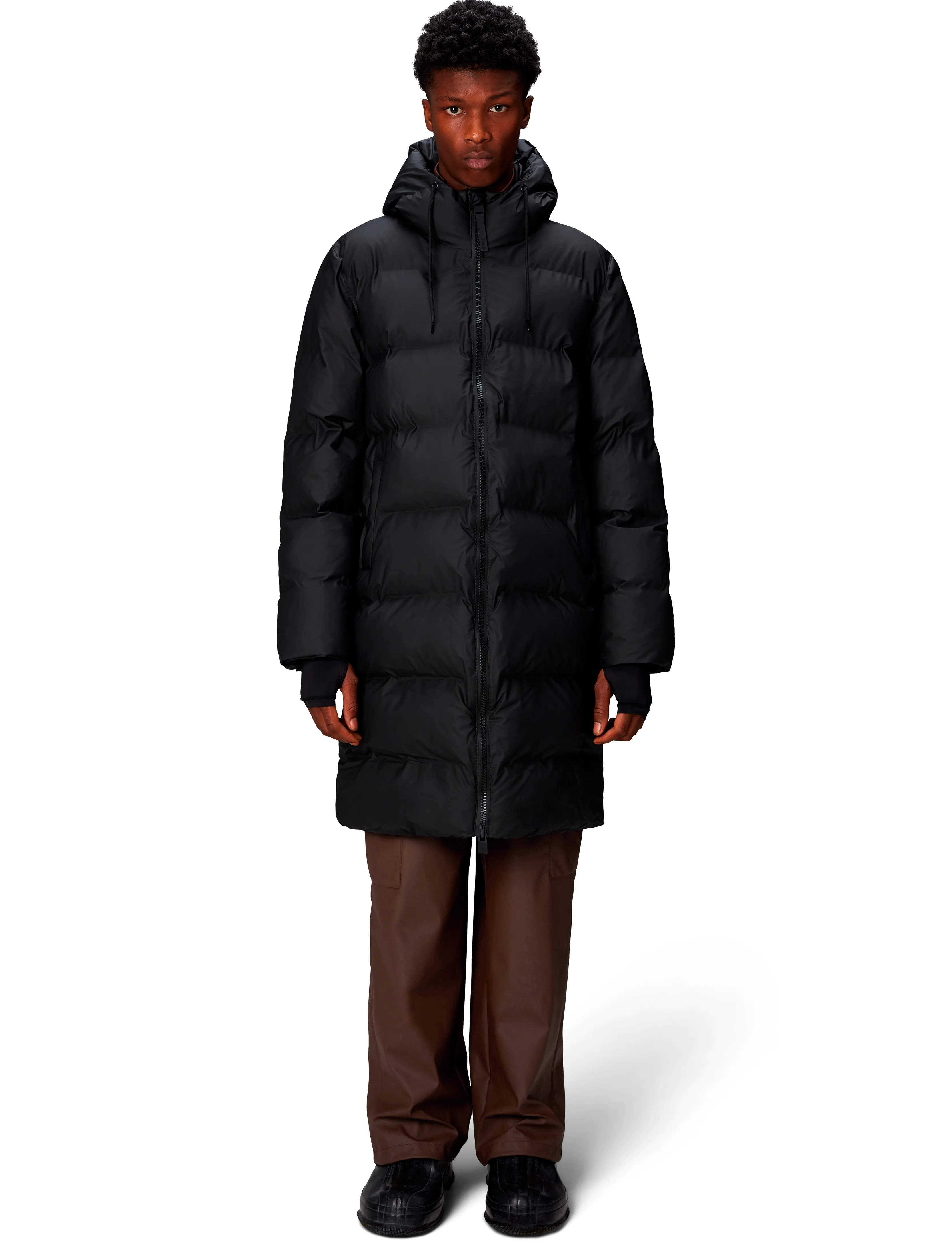 Rains - Alta Longer Puffer Jacket W3T4 - vinterjakker - black - 0