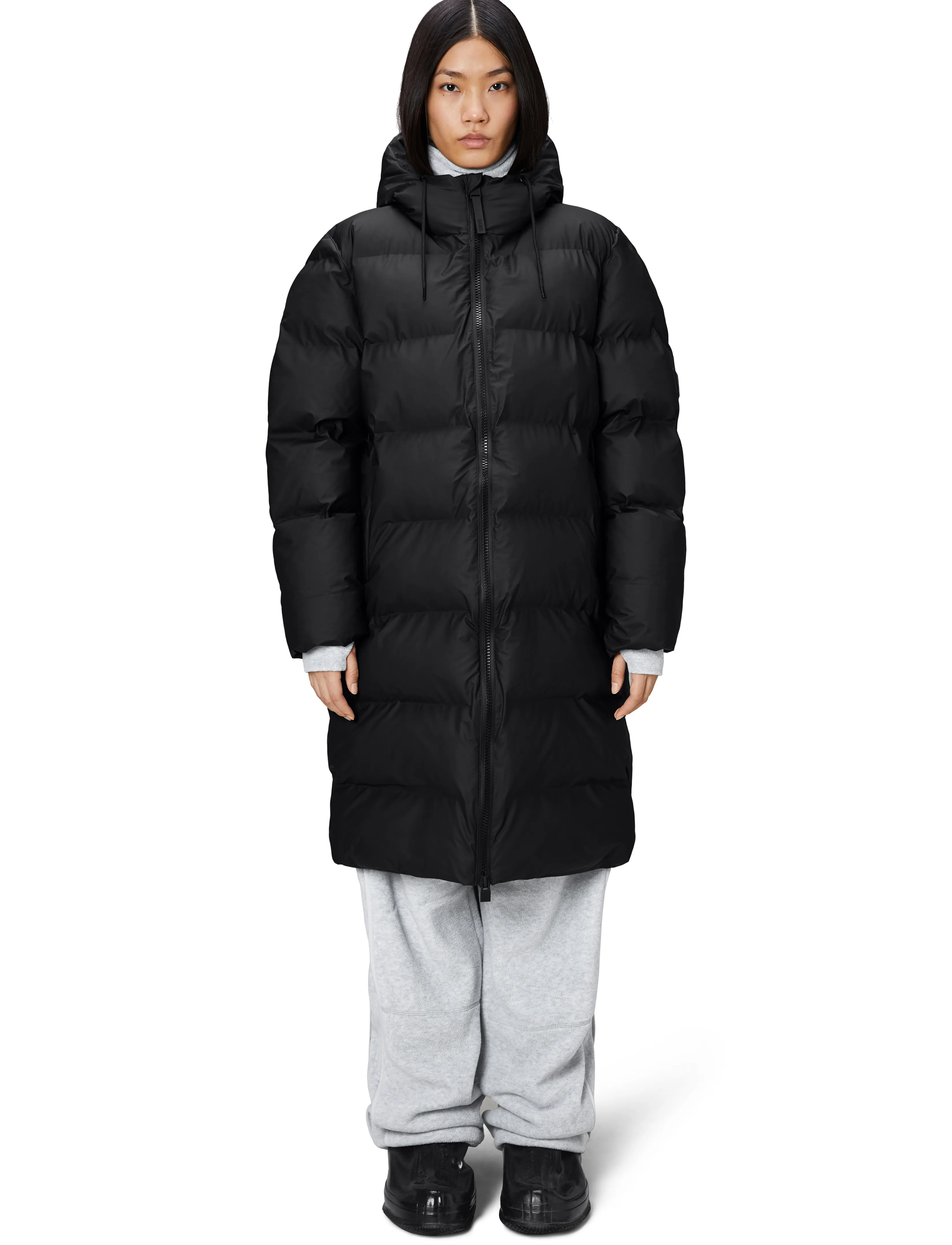 Rains - Alta Longer Puffer Jacket W3T4 - striukės ir švarkeliai - black - 3