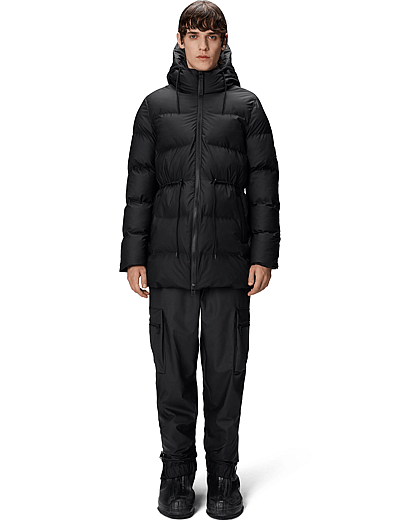 Rains Alta Long Puffer String W Jacket W3T4 - Sulemantlid - BLACK / black